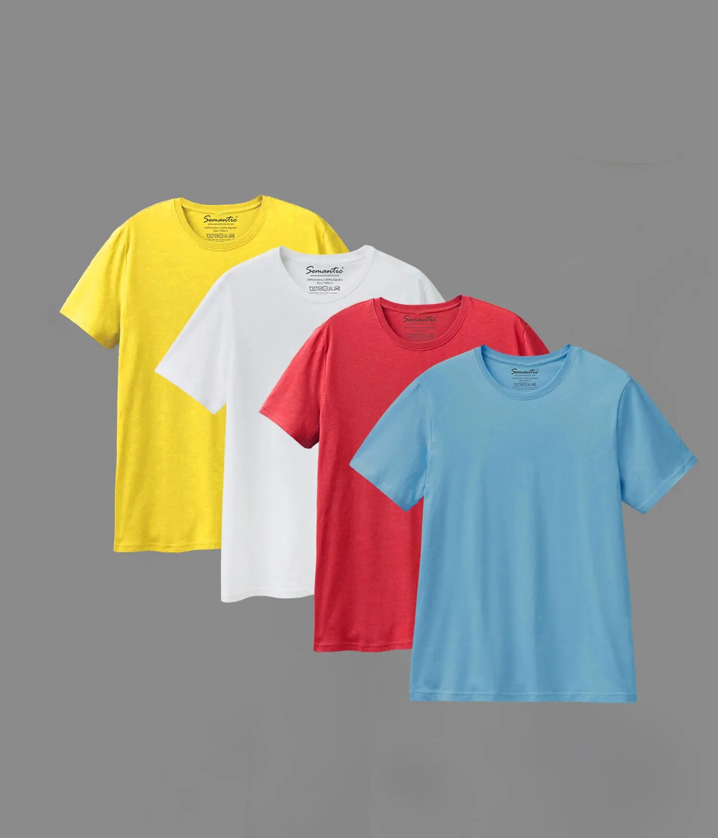 Semantic Half Sleeve Cotton T-shirt - Pack of 4