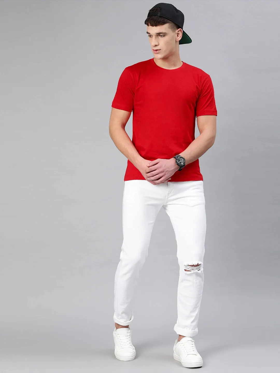 Semantic Half Sleeve Cotton T-shirt - Solid (Available in Colours)