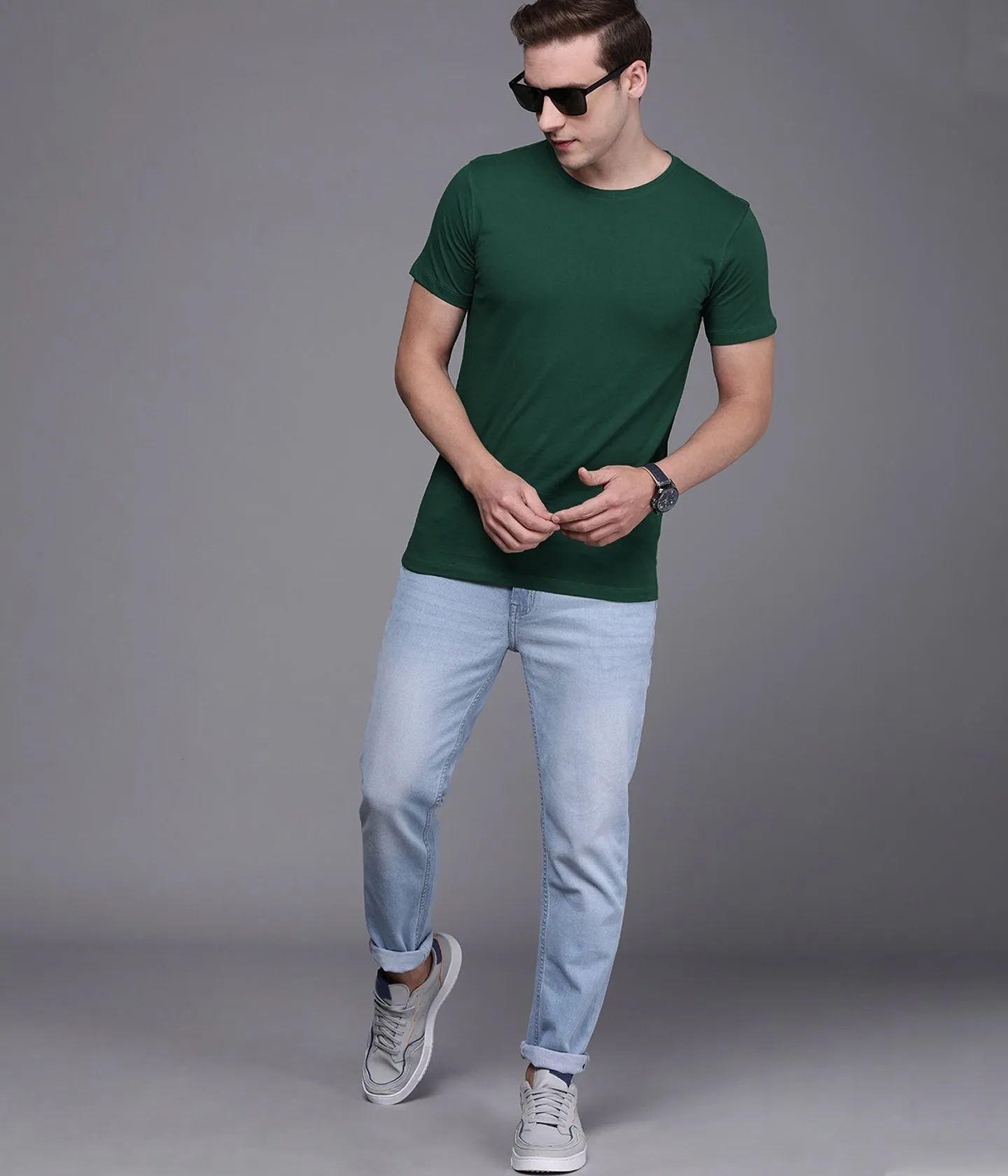 Semantic Half Sleeve Cotton T-shirt - Solid (Available in Colours)