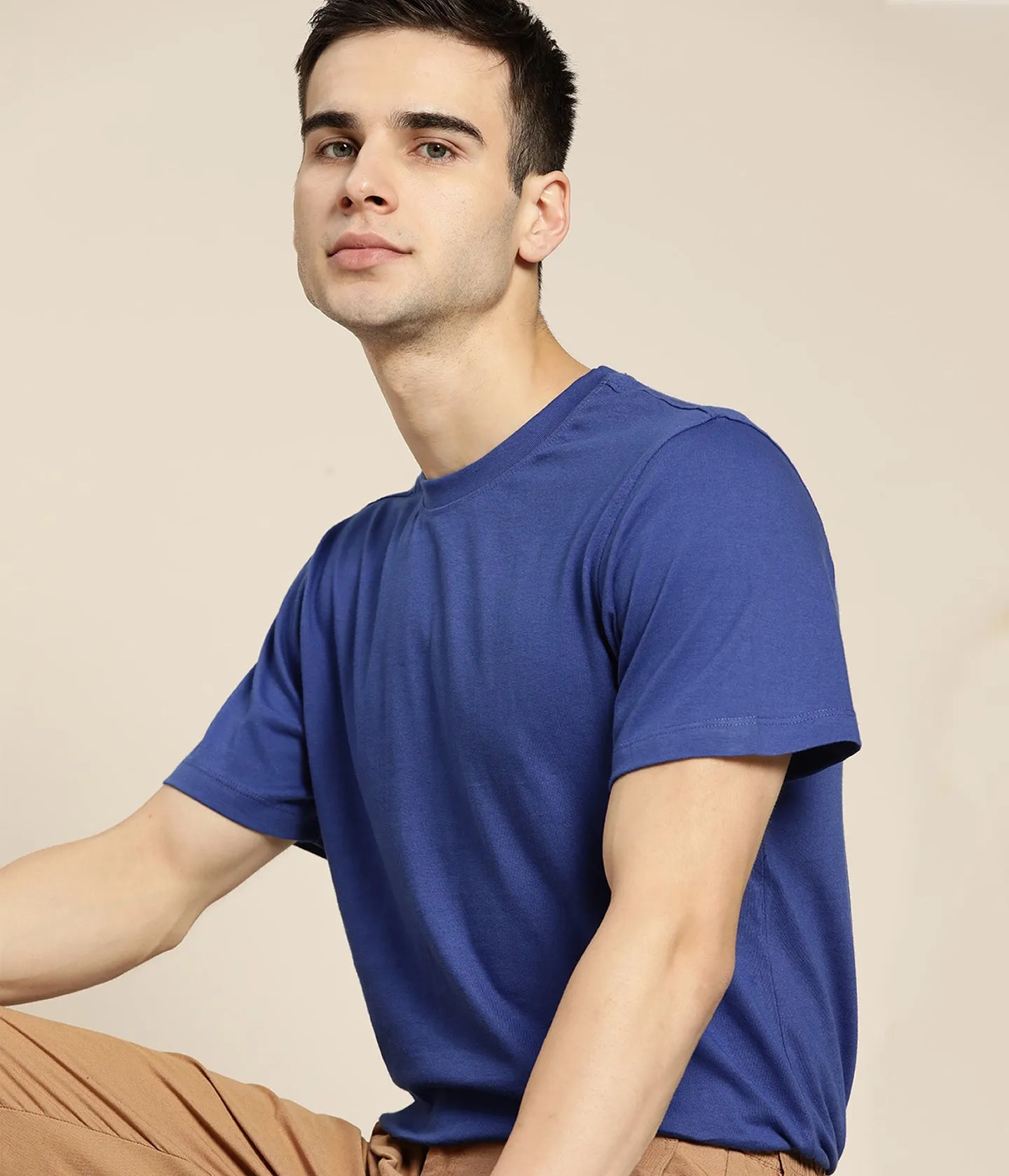 Semantic Half Sleeve Cotton T-shirt - Solid (Available in Colours)