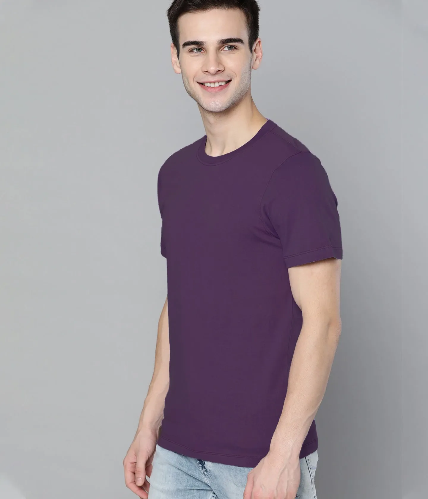 Semantic Half Sleeve Cotton T-shirt - Solid (Available in Colours)