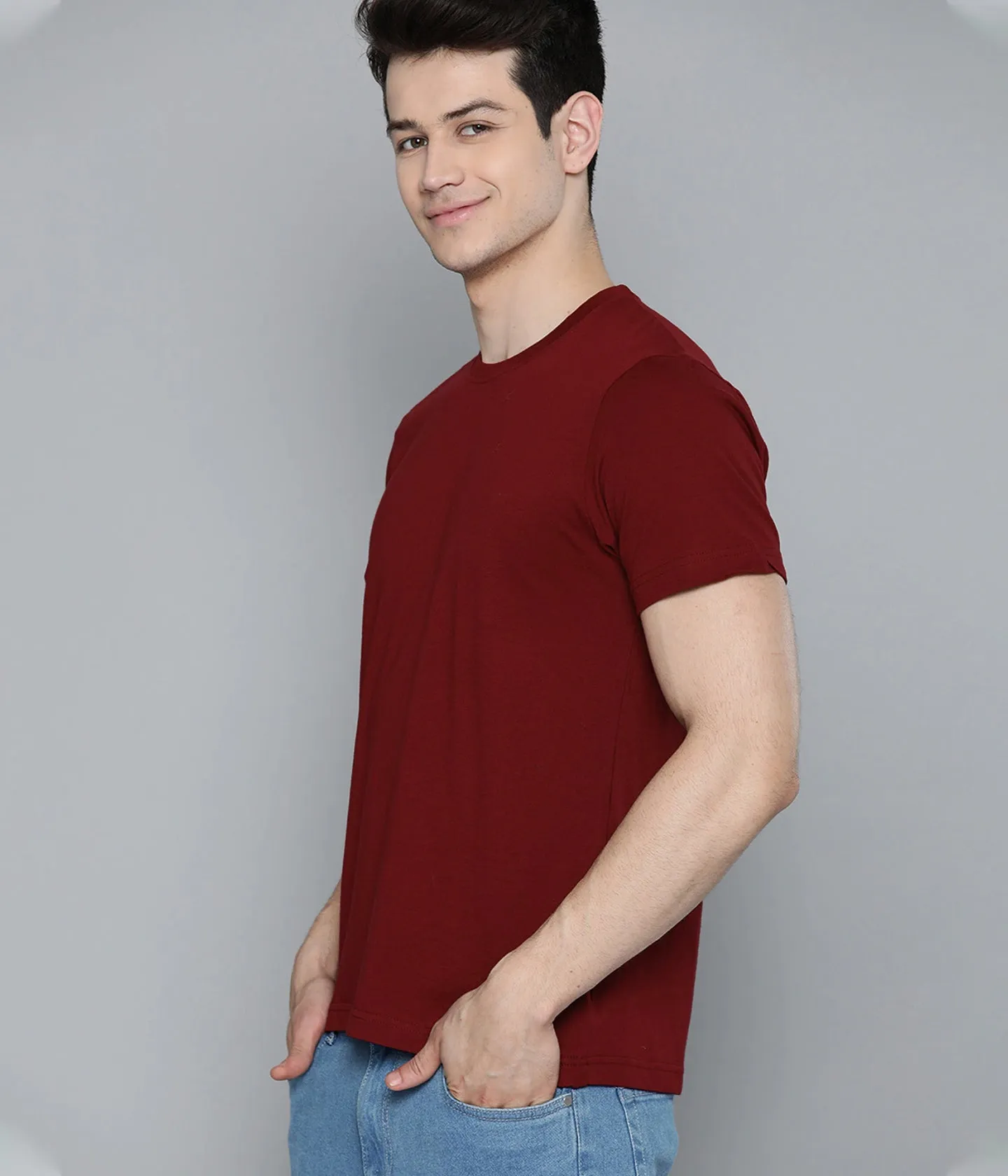 Semantic Half Sleeve Cotton T-shirt - Solid (Available in Colours)