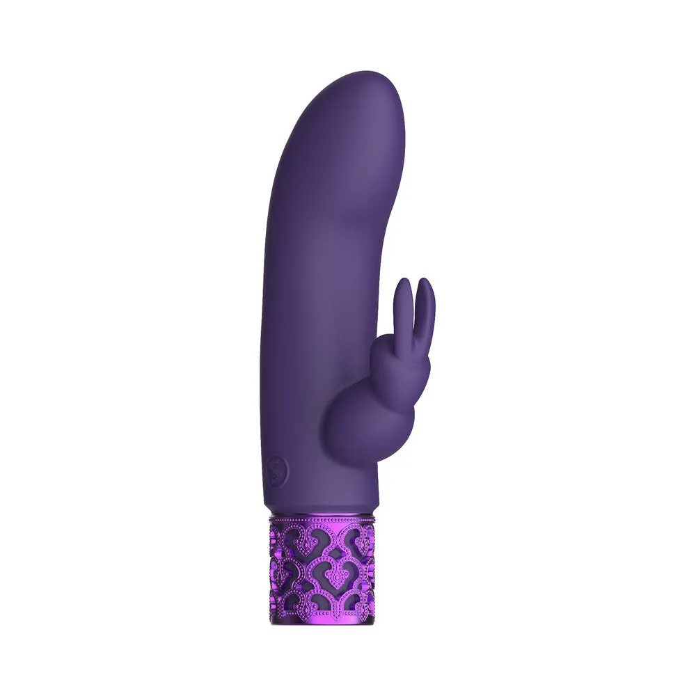 Shots Royal Gems Dazzling Rechargeable Silicone Miniature Rabbit Vibrator Purple