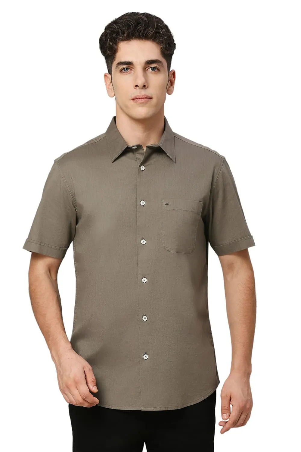 Slim Fit Coton Slub Twill Halfsleeves Shirt