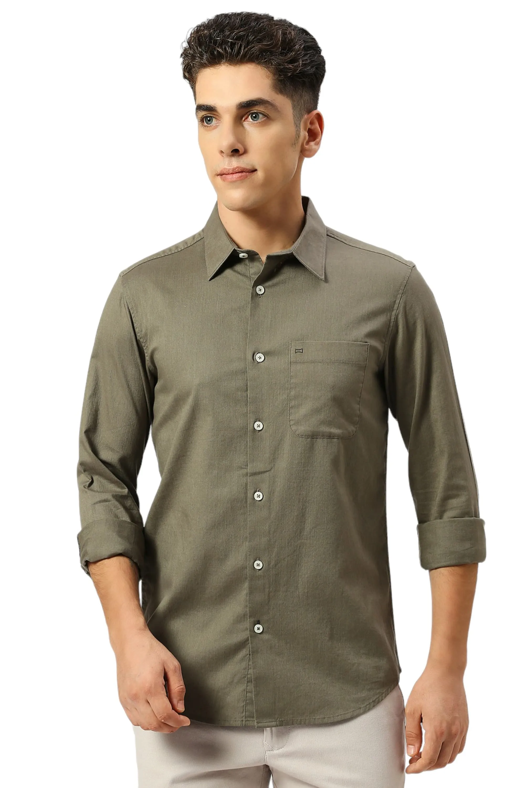 Slim Fit Coton Slub Twill Shirt