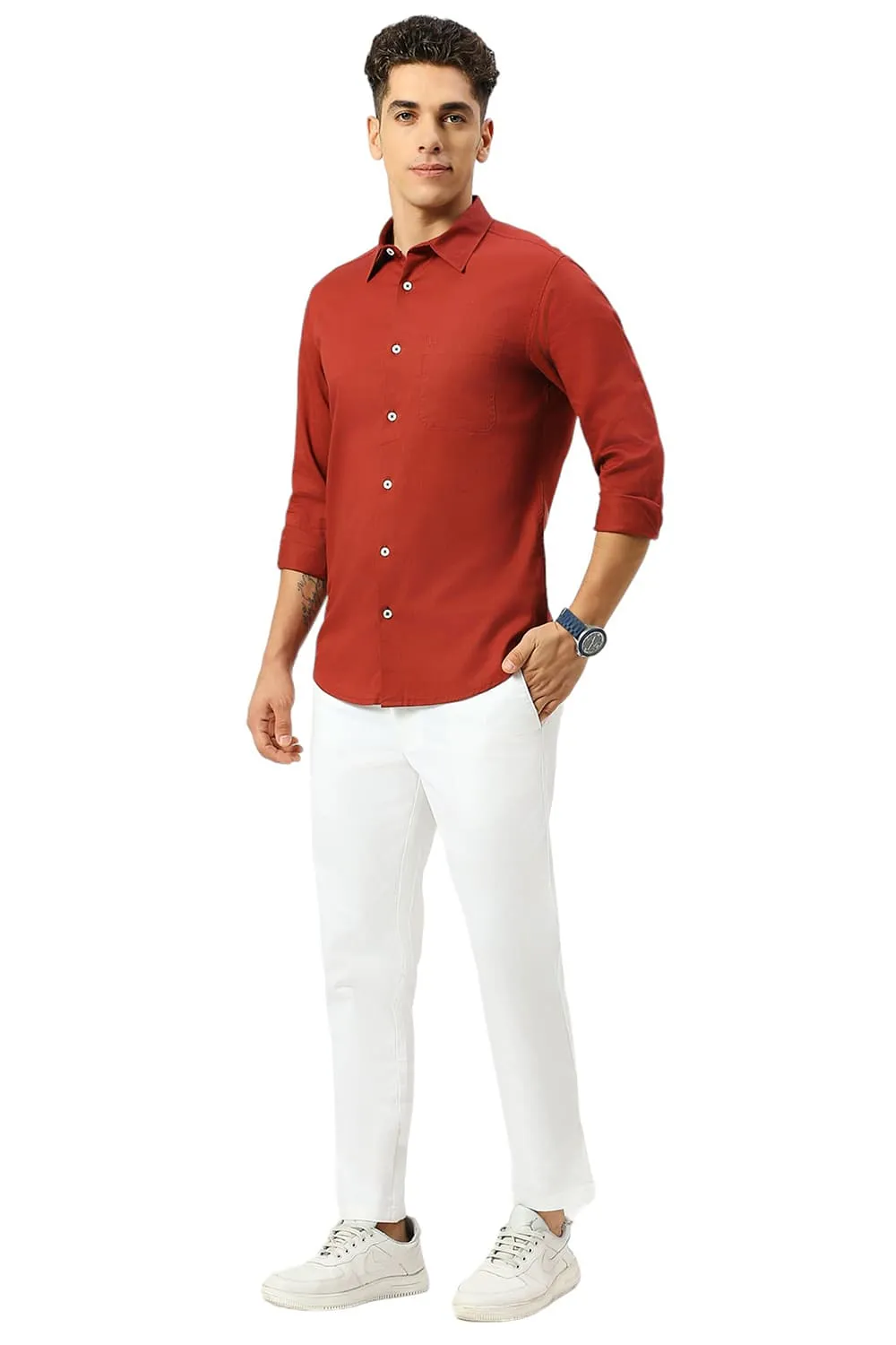 Slim Fit Coton Slub Twill Shirt