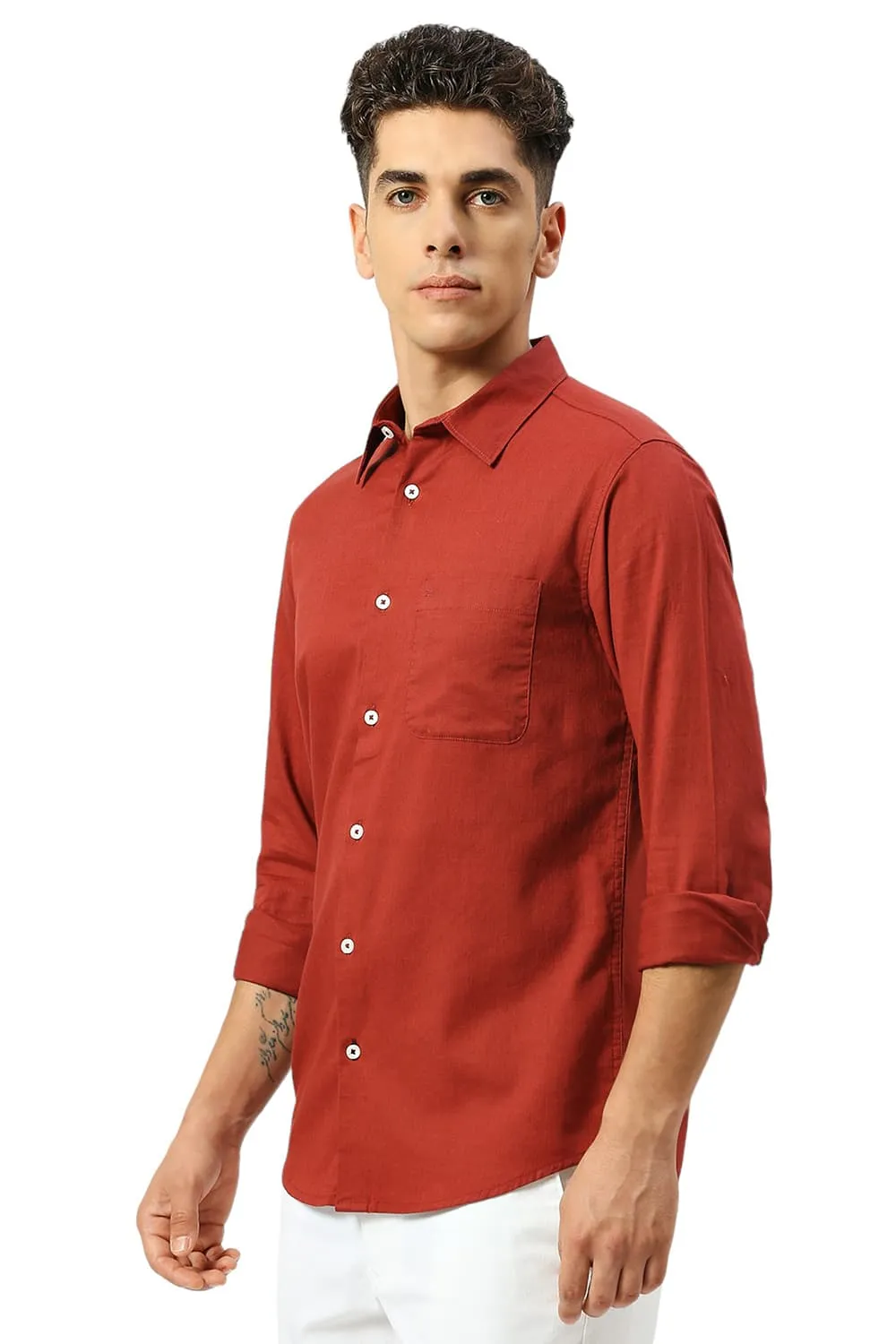 Slim Fit Coton Slub Twill Shirt