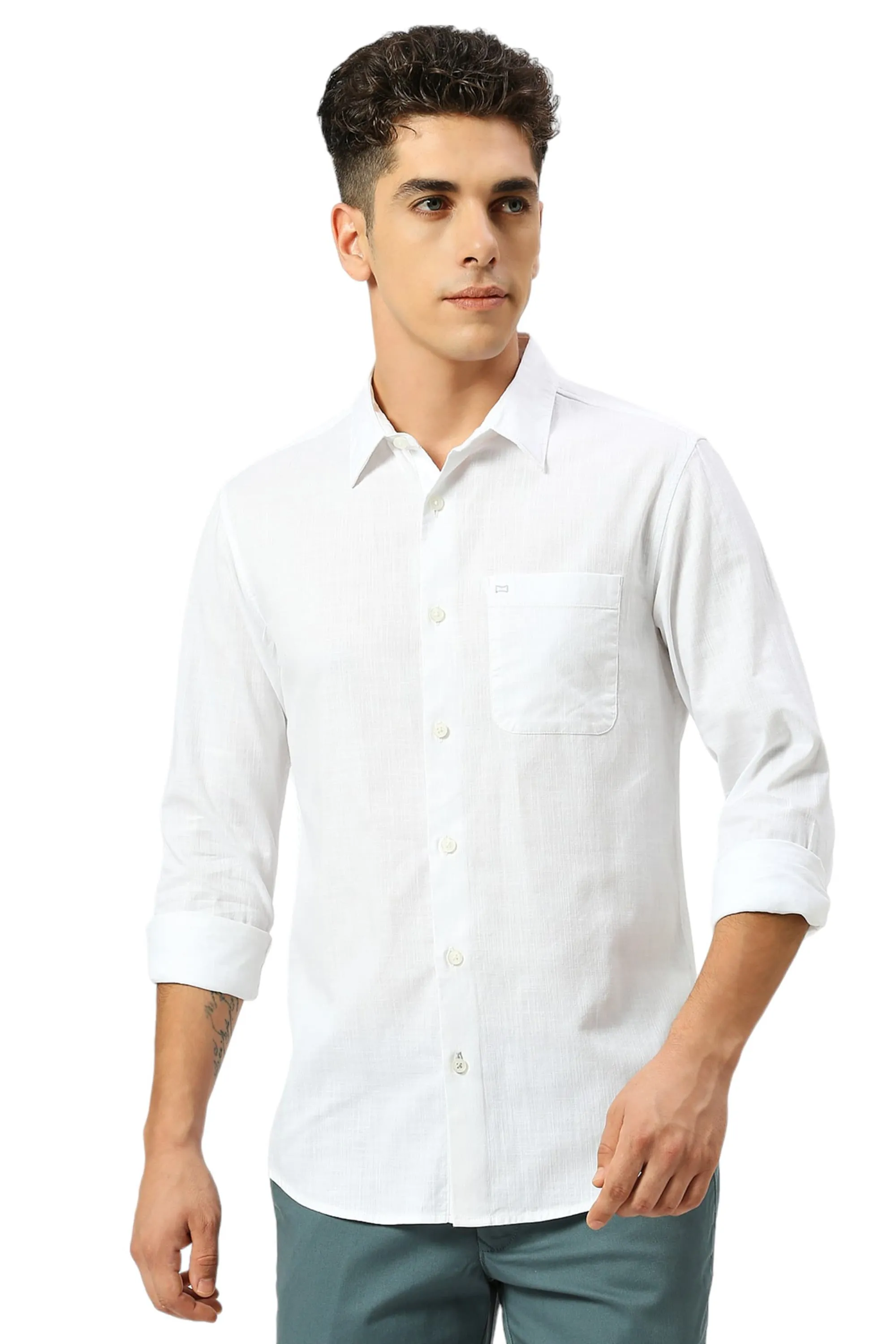 Slim Fit Coton Slub Twill Shirt