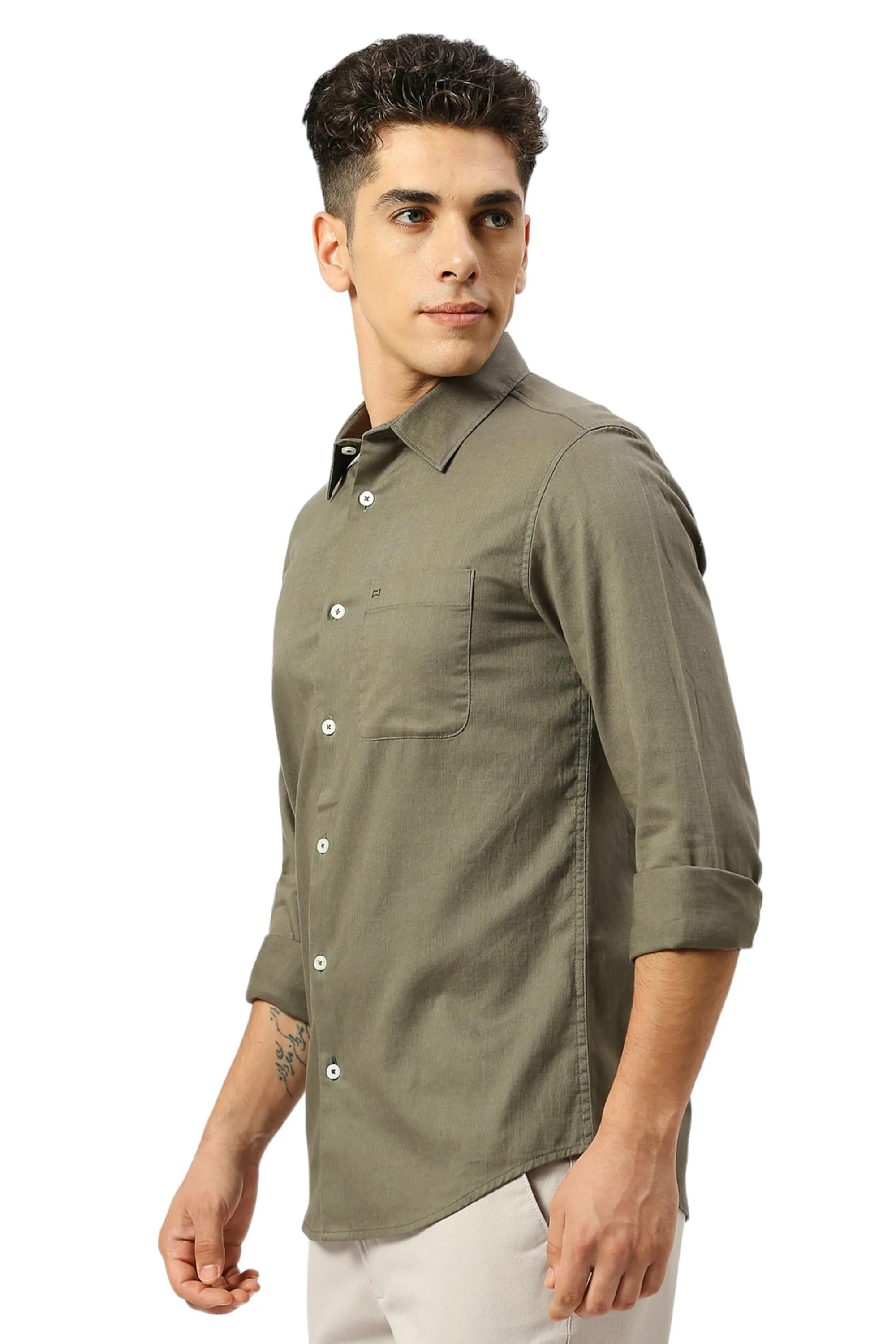 Slim Fit Coton Slub Twill Shirt