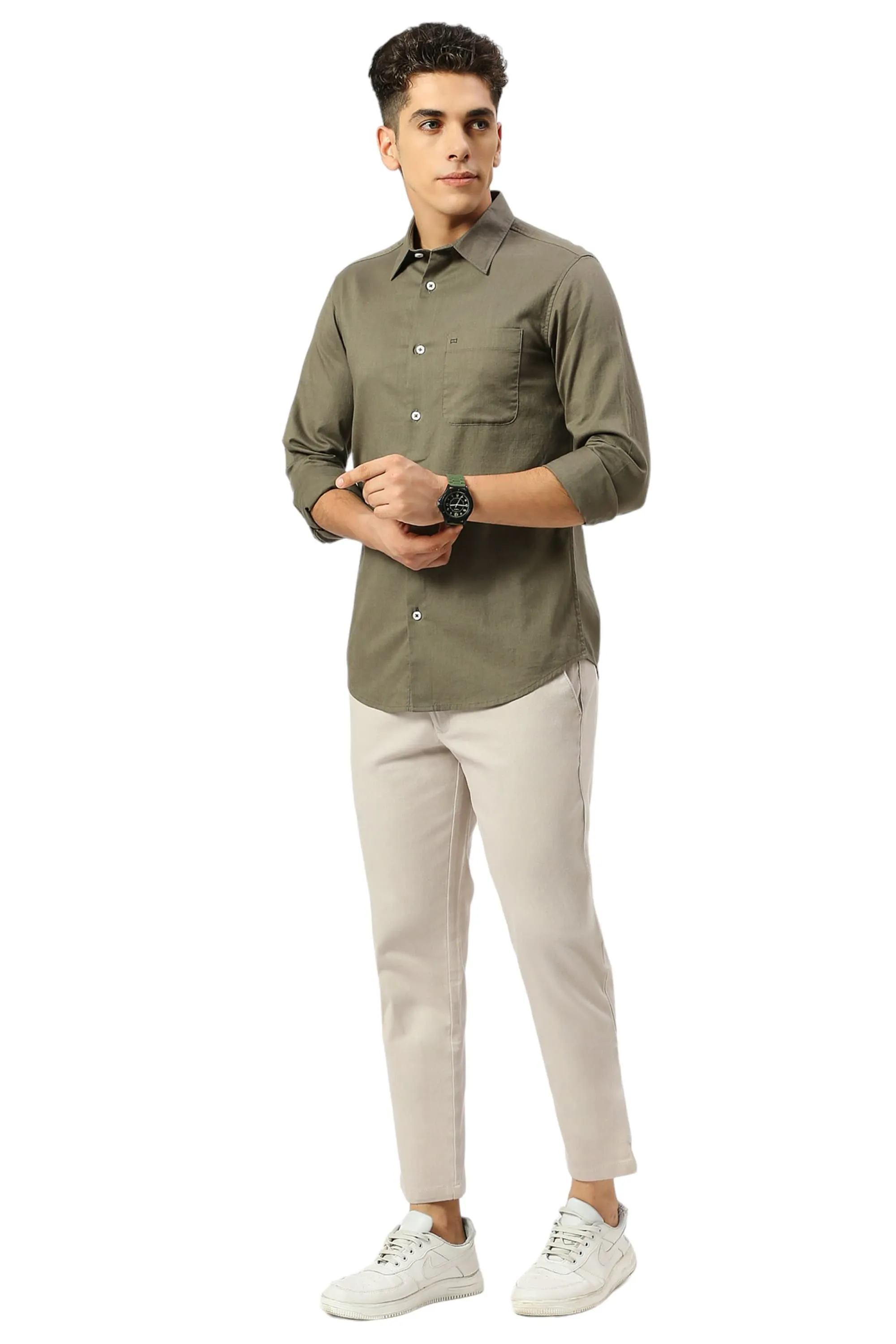 Slim Fit Coton Slub Twill Shirt