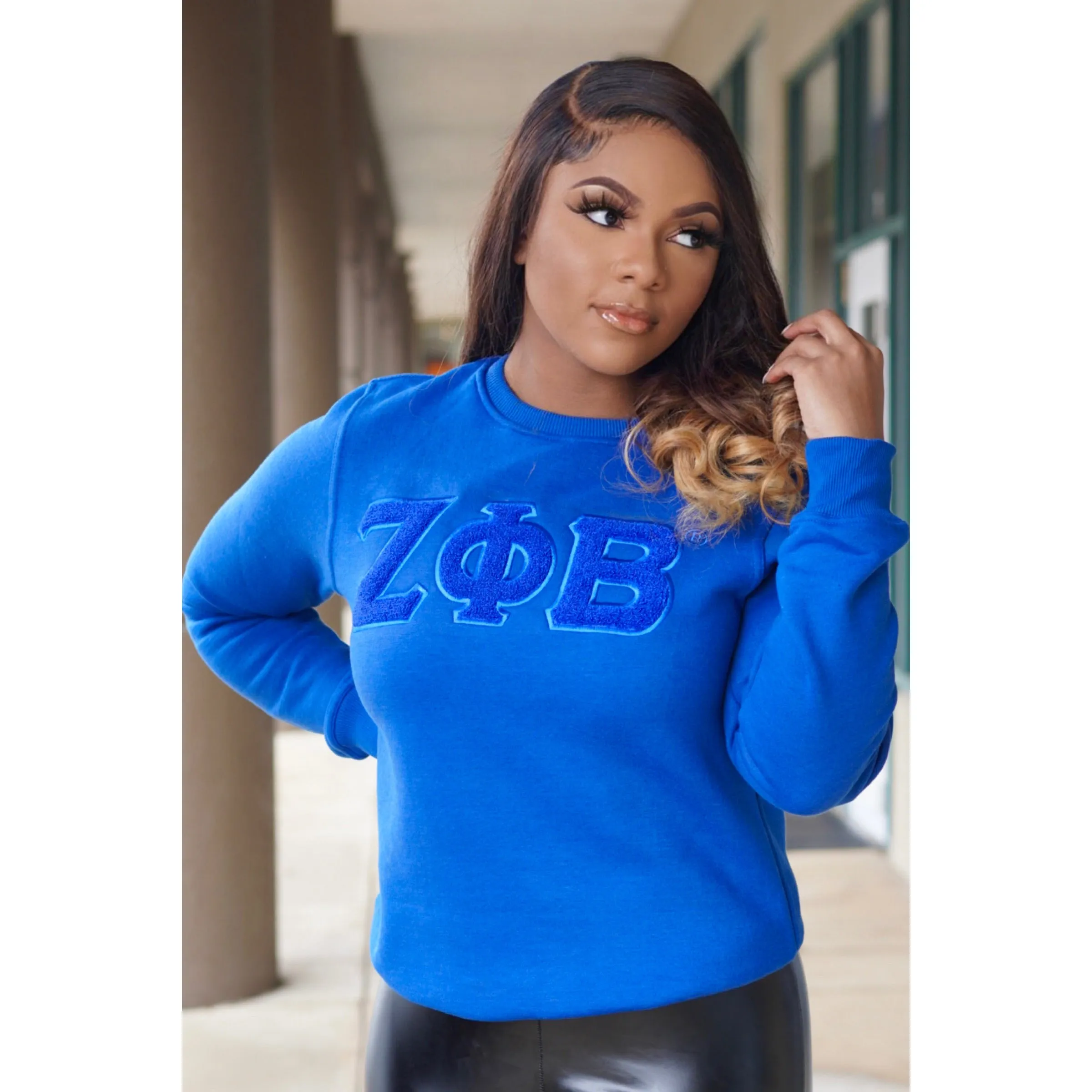 Solid Color ΖΦΒ Chenille Sweatshirt