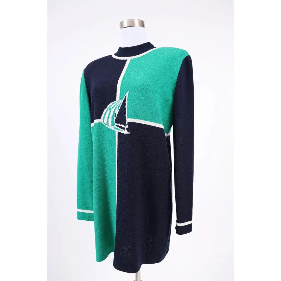 ST. JOHN 1980's Knit Mini Sweater Dress |  M/L