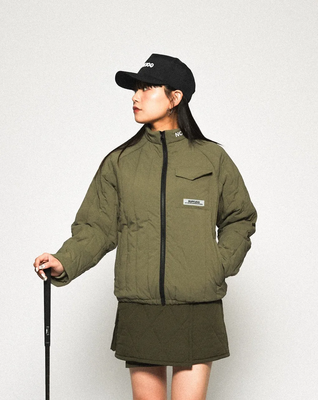 STRAIGHT QUILT PUFFER JACKET KHAKI