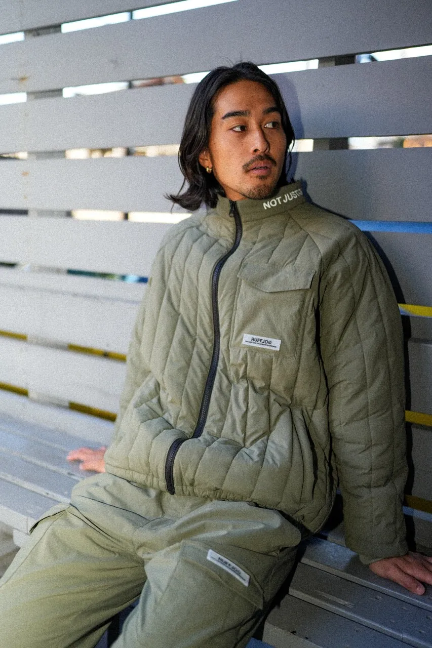 STRAIGHT QUILT PUFFER JACKET KHAKI