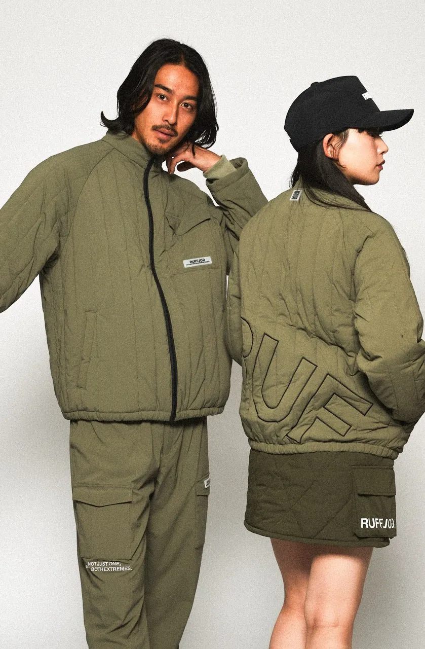 STRAIGHT QUILT PUFFER JACKET KHAKI