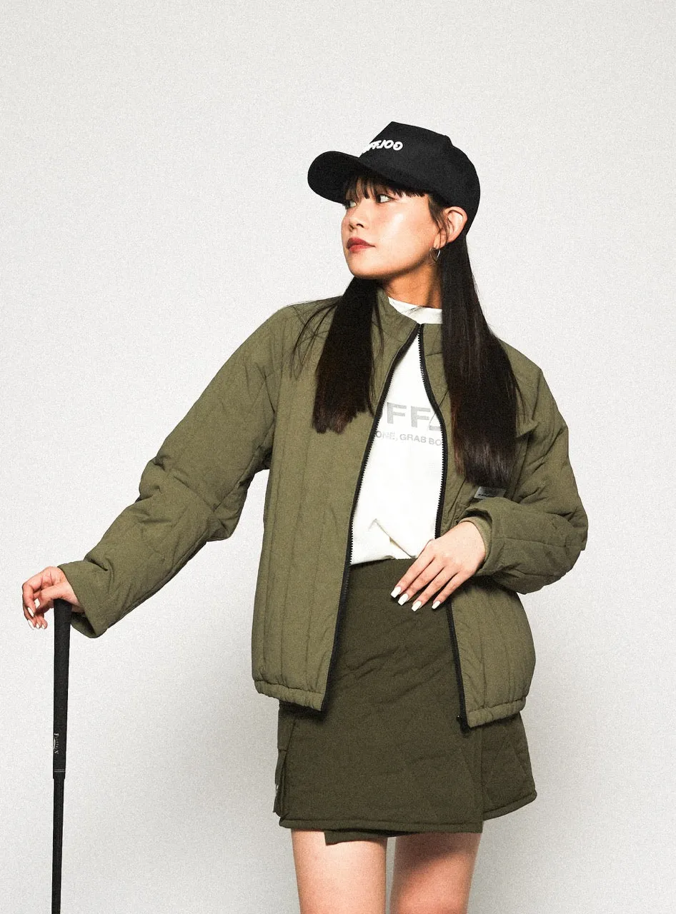 STRAIGHT QUILT PUFFER JACKET KHAKI