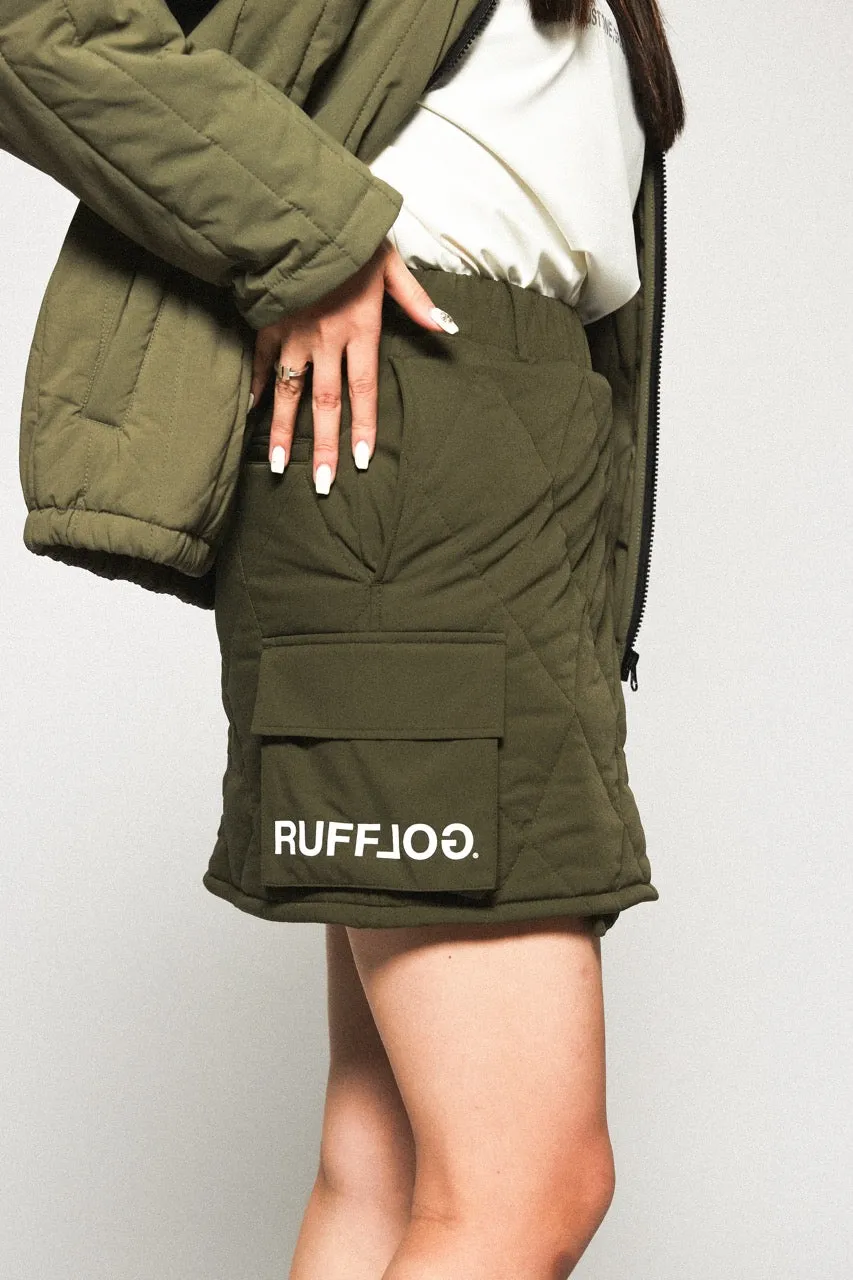 STRAIGHT QUILT PUFFER JACKET KHAKI