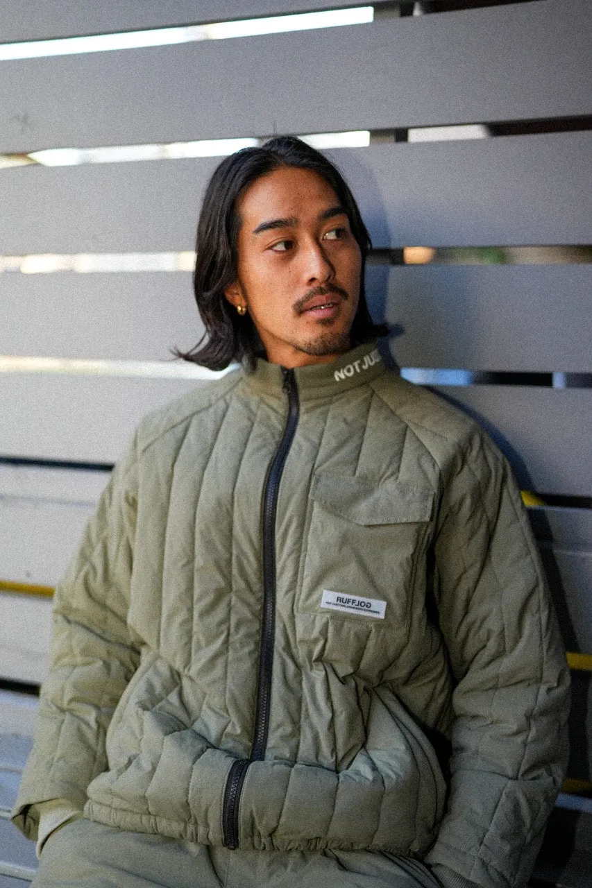 STRAIGHT QUILT PUFFER JACKET KHAKI