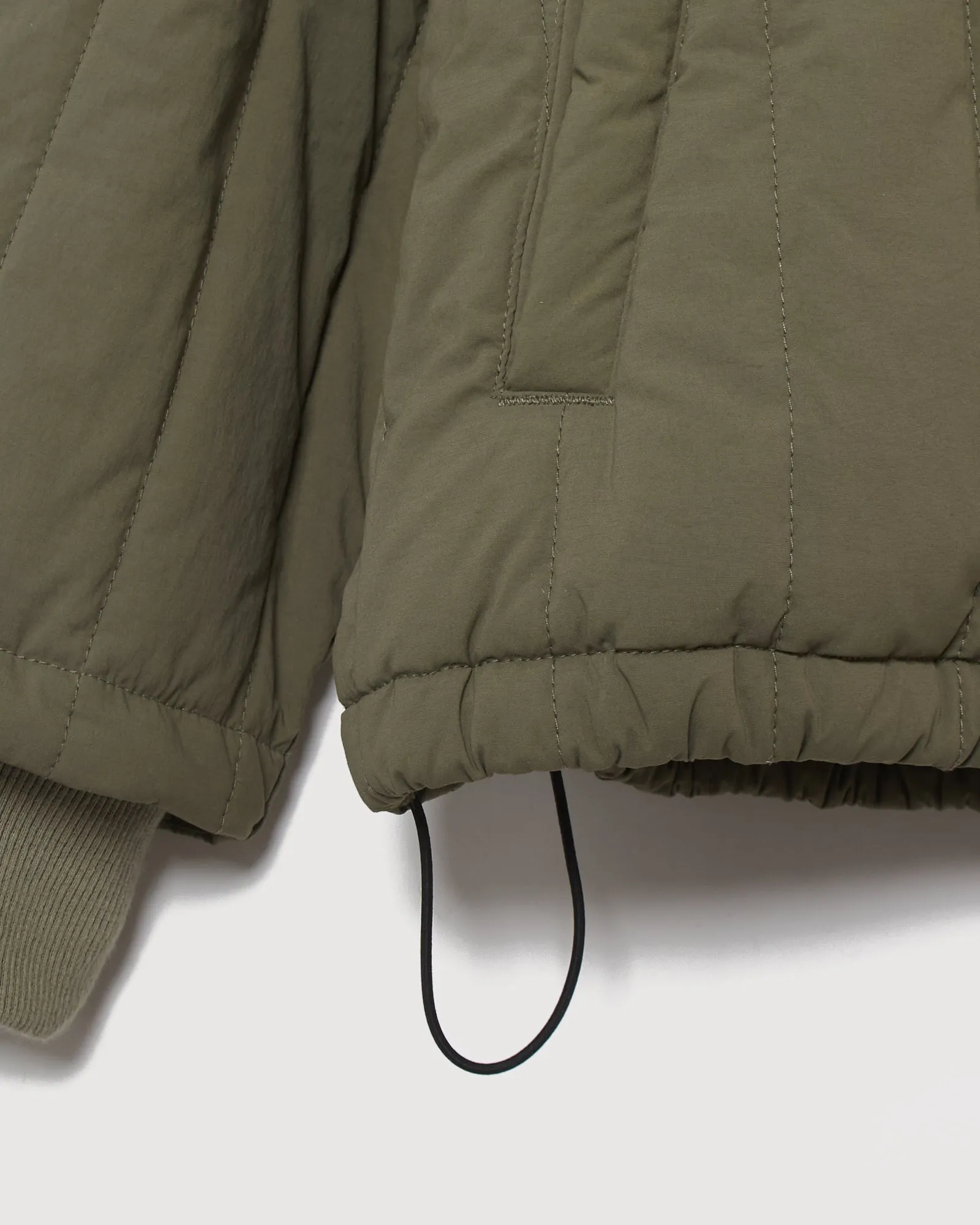 STRAIGHT QUILT PUFFER JACKET KHAKI