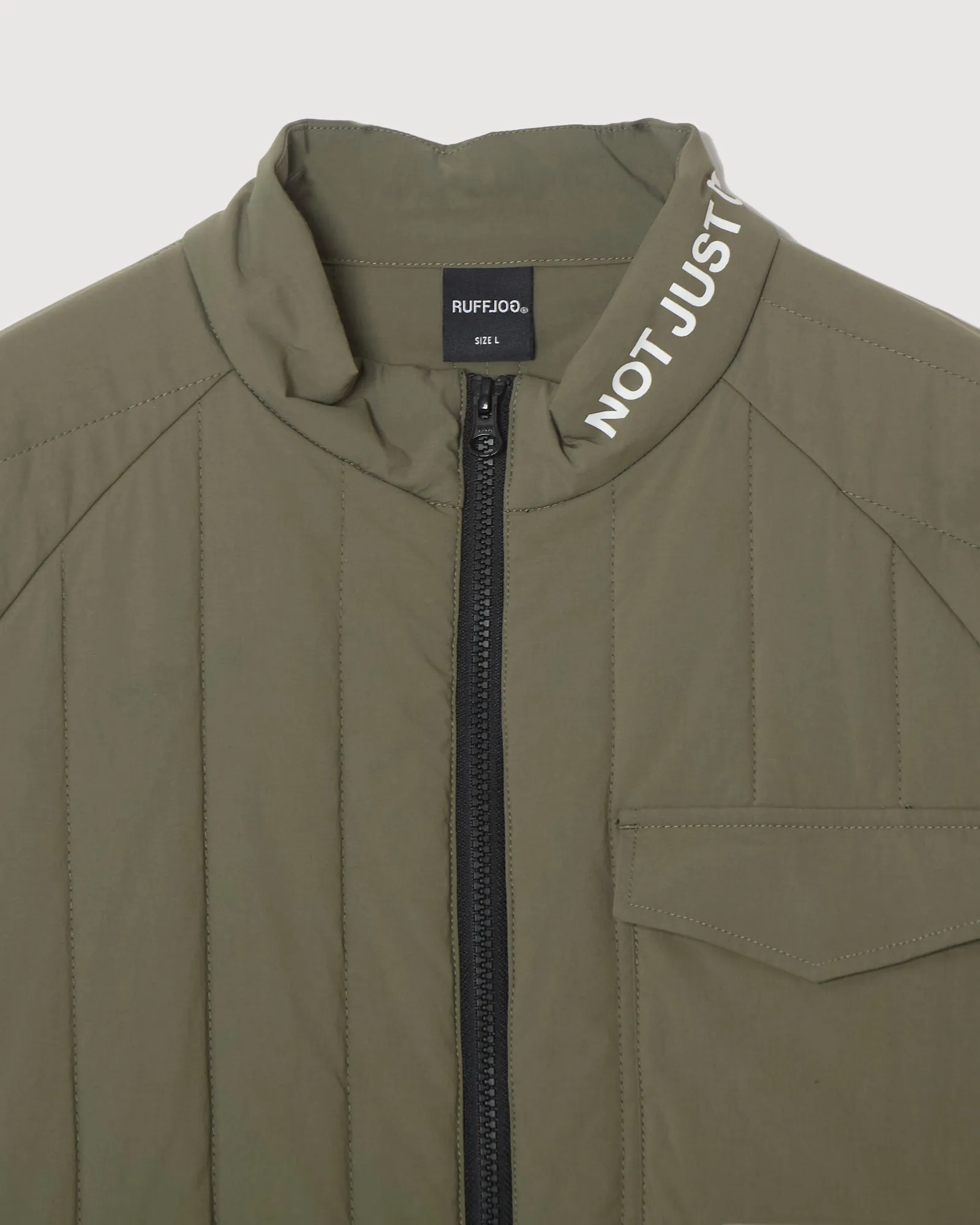 STRAIGHT QUILT PUFFER JACKET KHAKI