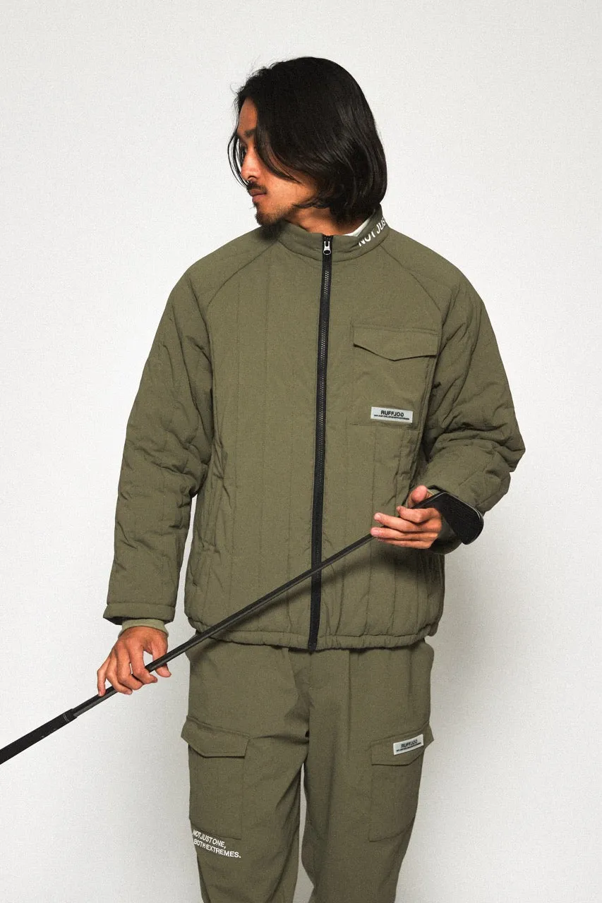 STRAIGHT QUILT PUFFER JACKET KHAKI