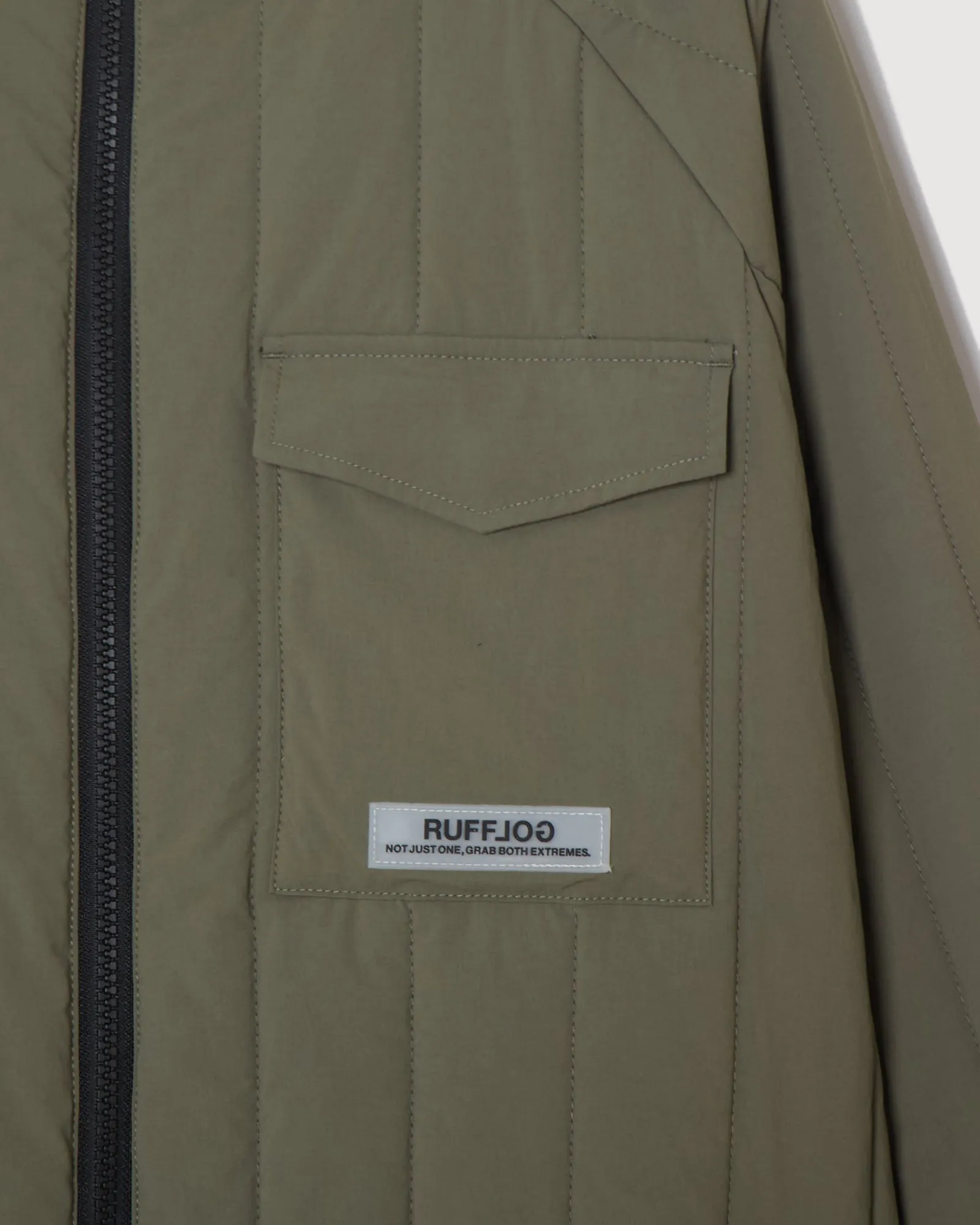 STRAIGHT QUILT PUFFER JACKET KHAKI