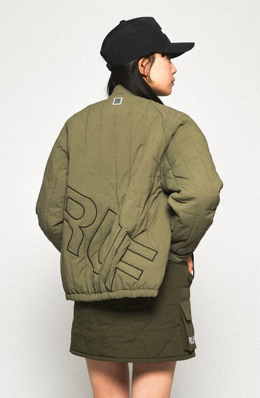 STRAIGHT QUILT PUFFER JACKET KHAKI