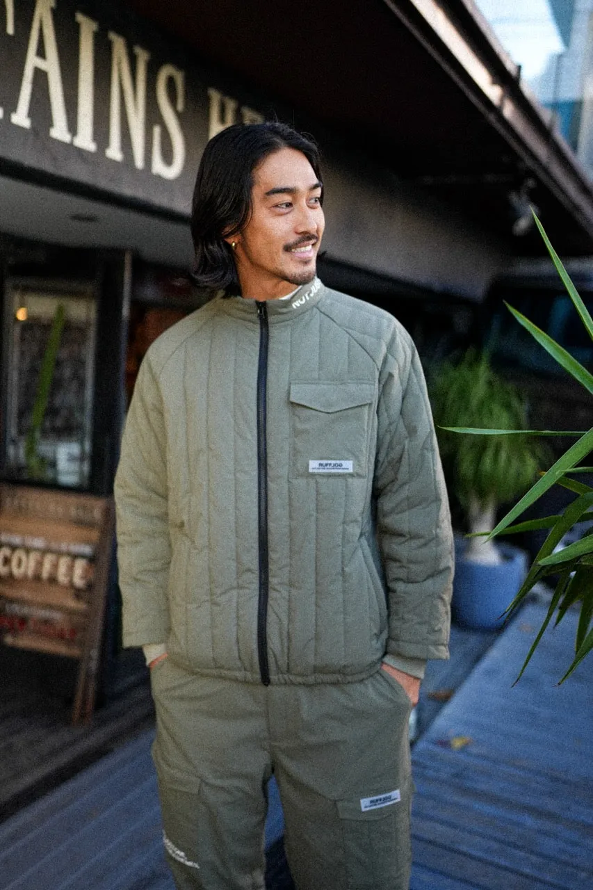 STRAIGHT QUILT PUFFER JACKET KHAKI