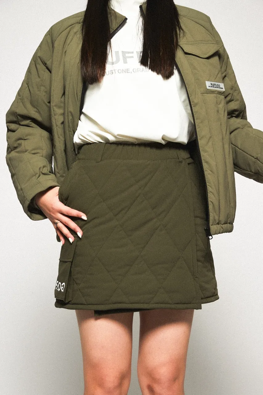 STRAIGHT QUILT PUFFER JACKET KHAKI