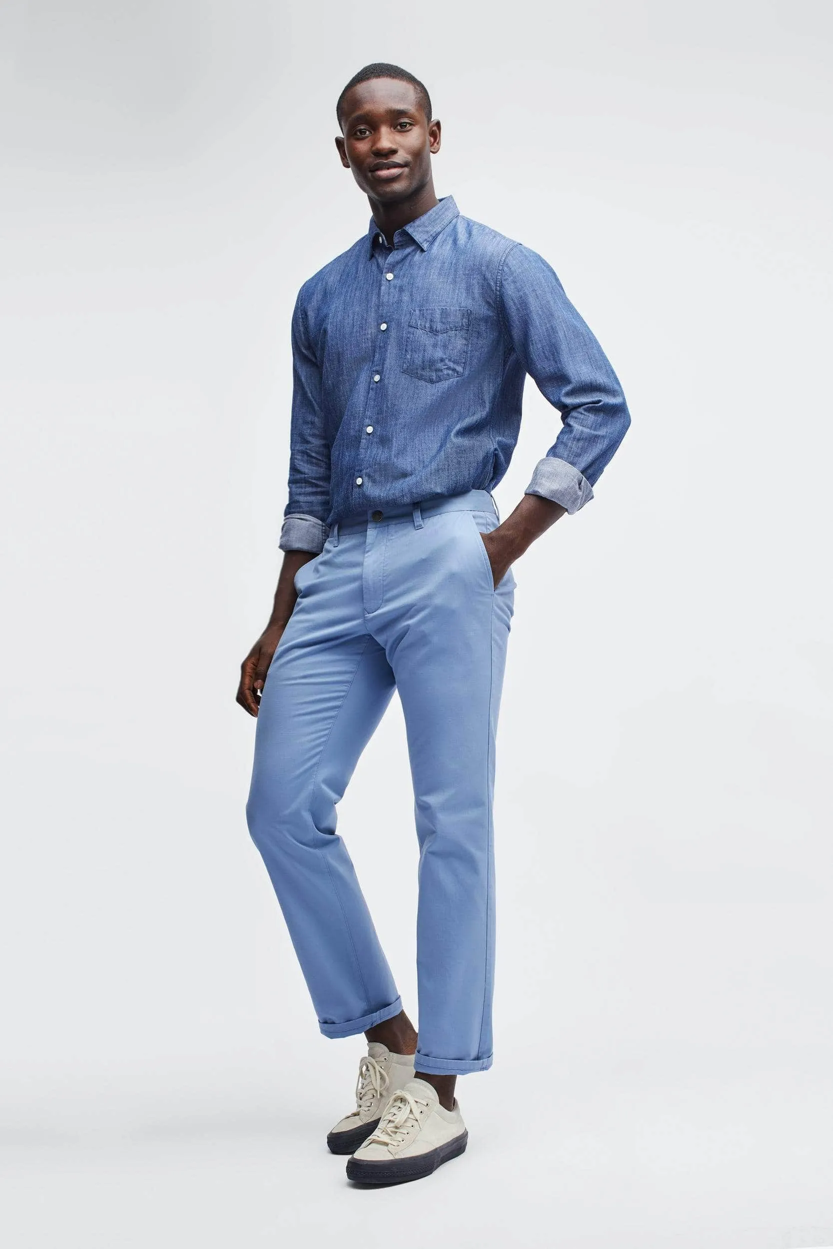 Stretch Washed Slim Chino- Azure Slate