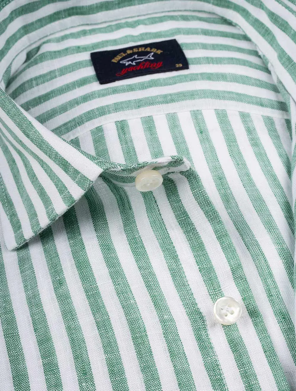 Stripe Linen Shirt Green