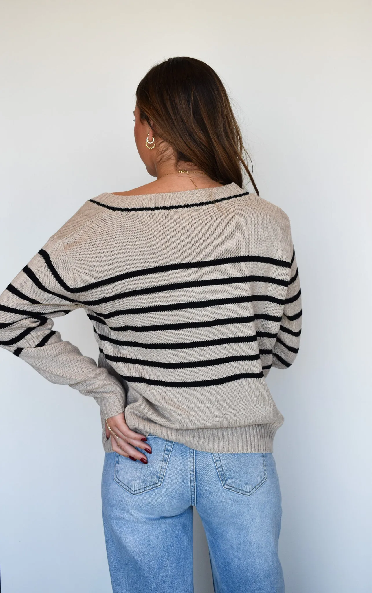 Stripe V-Neck Sweater