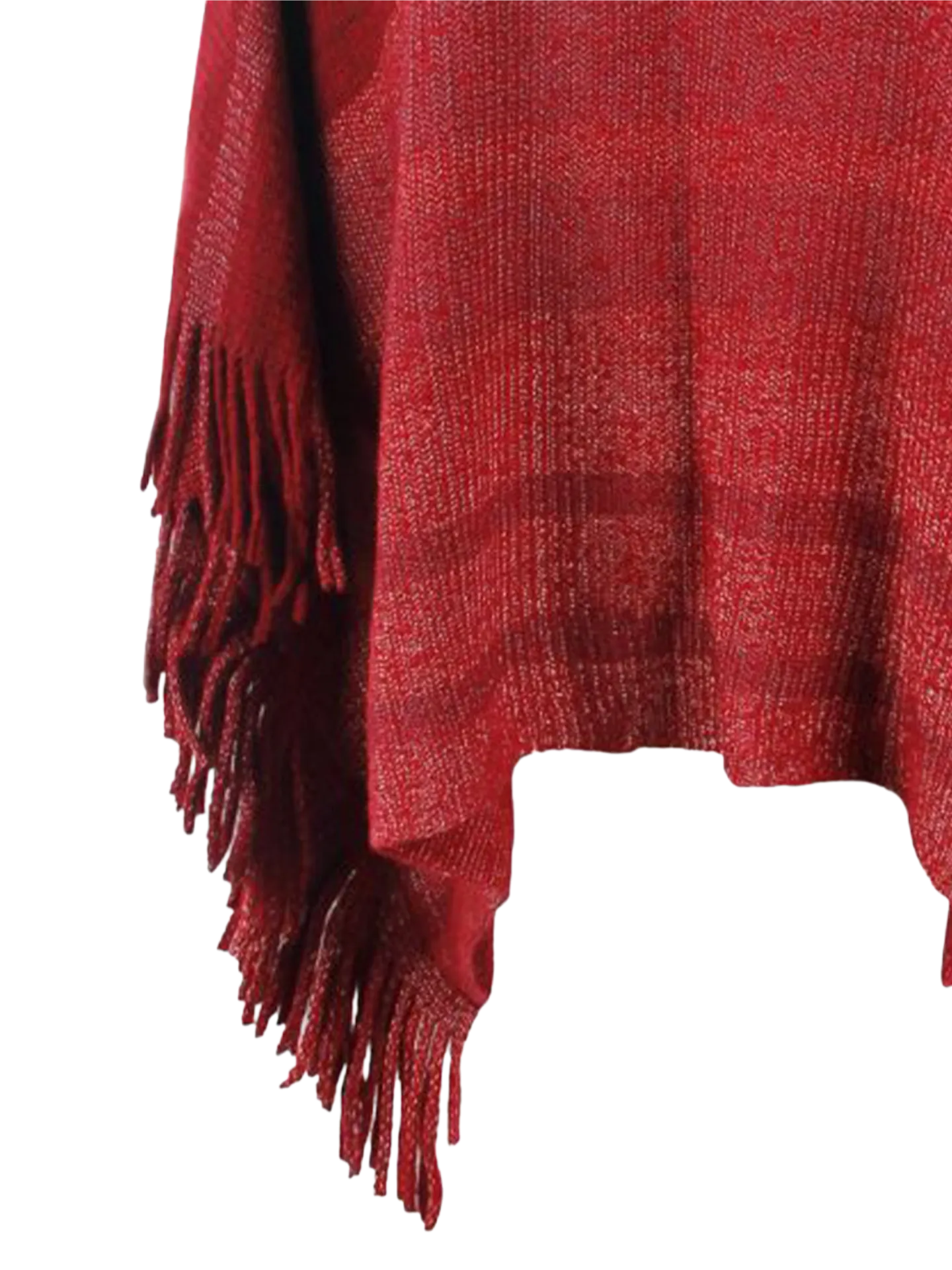 Striped Boat Neck Poncho with Fringes