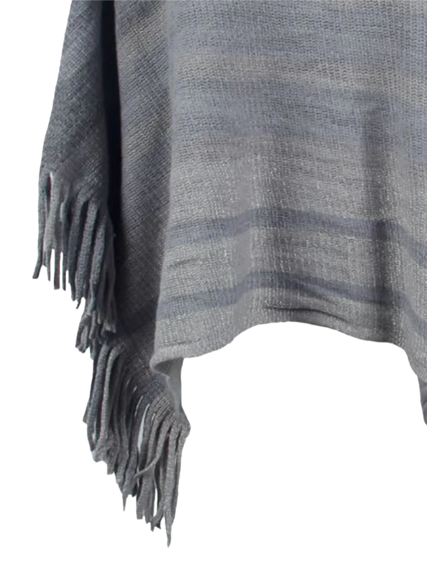 Striped Boat Neck Poncho with Fringes