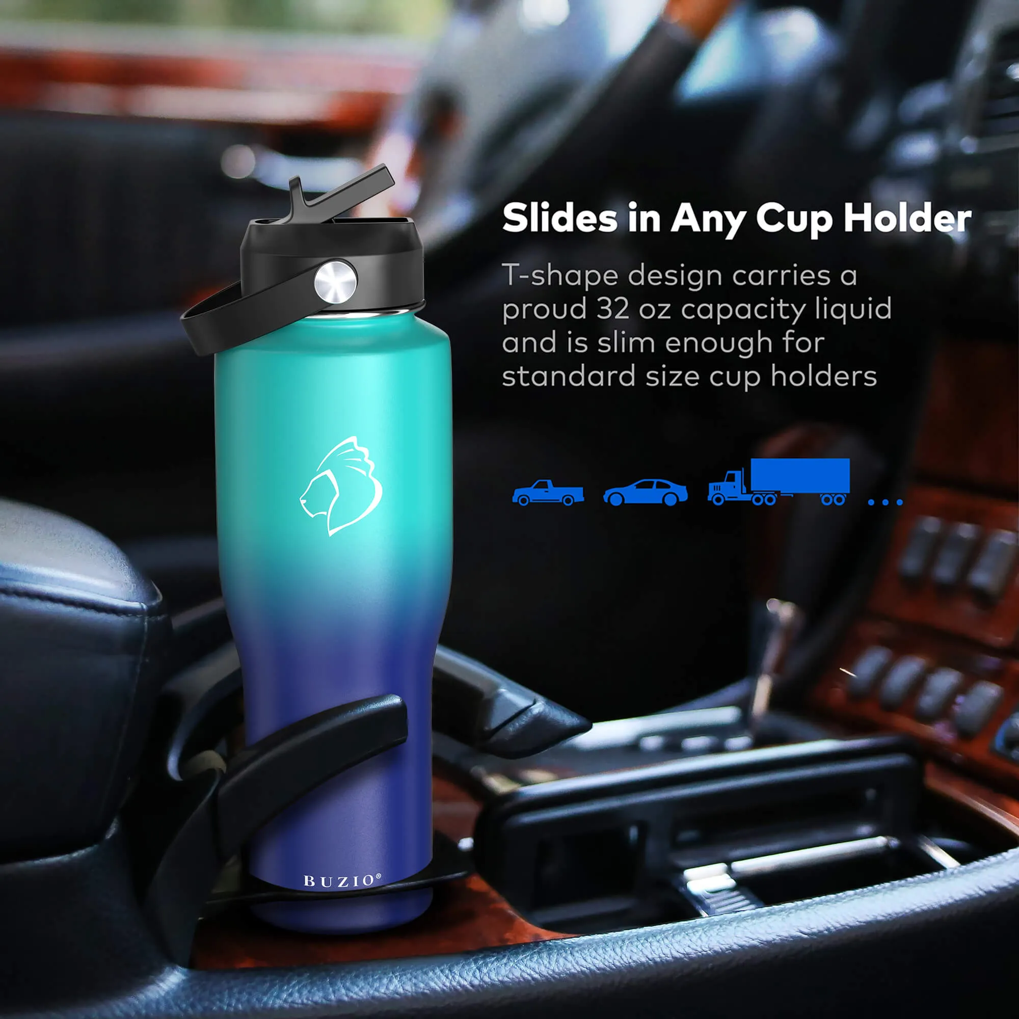 T-Shape Water Bottle for Car | 32oz