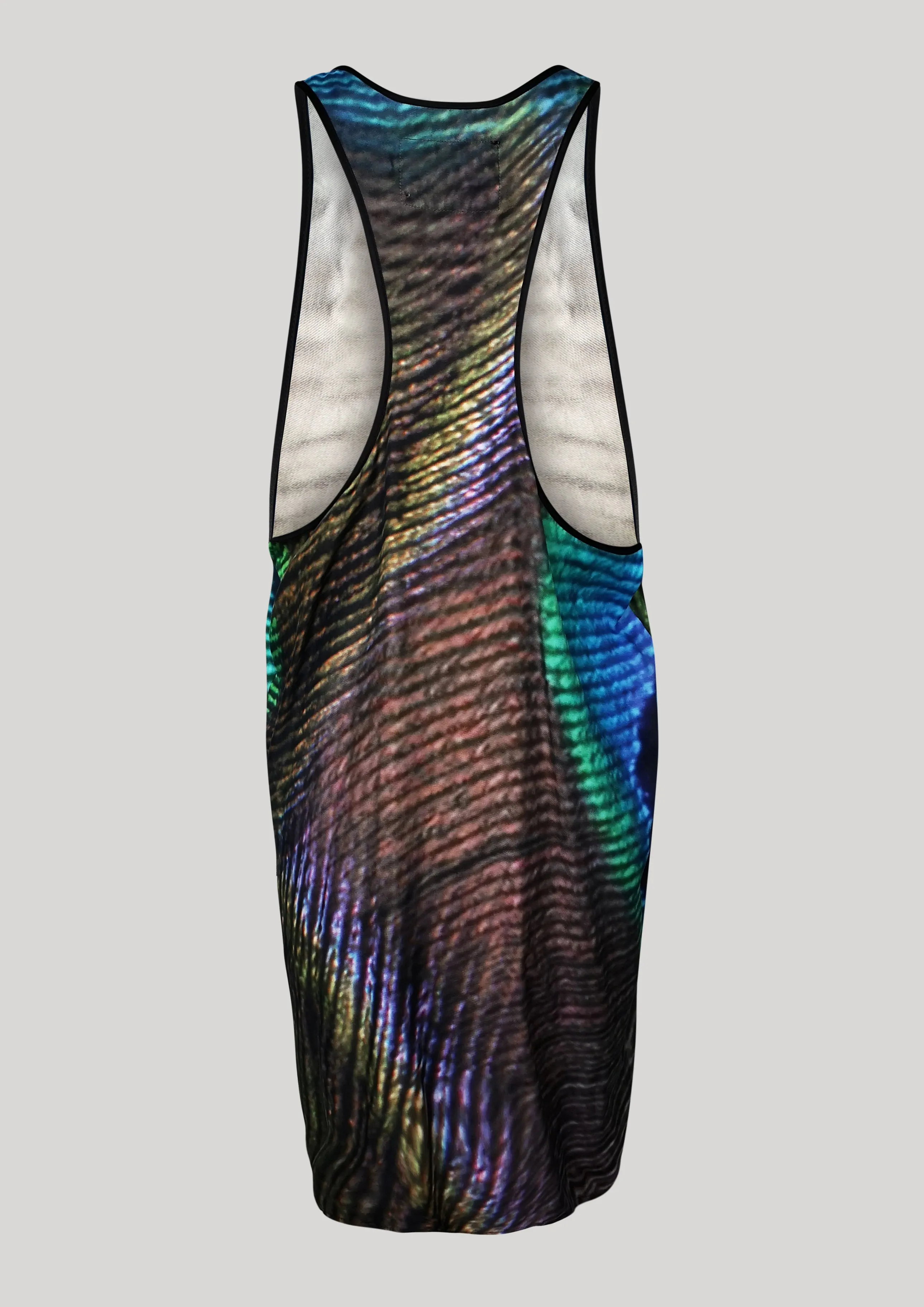 TANK TOP / DRESS OVERSIZED - SILKY CUPRO printed peacock