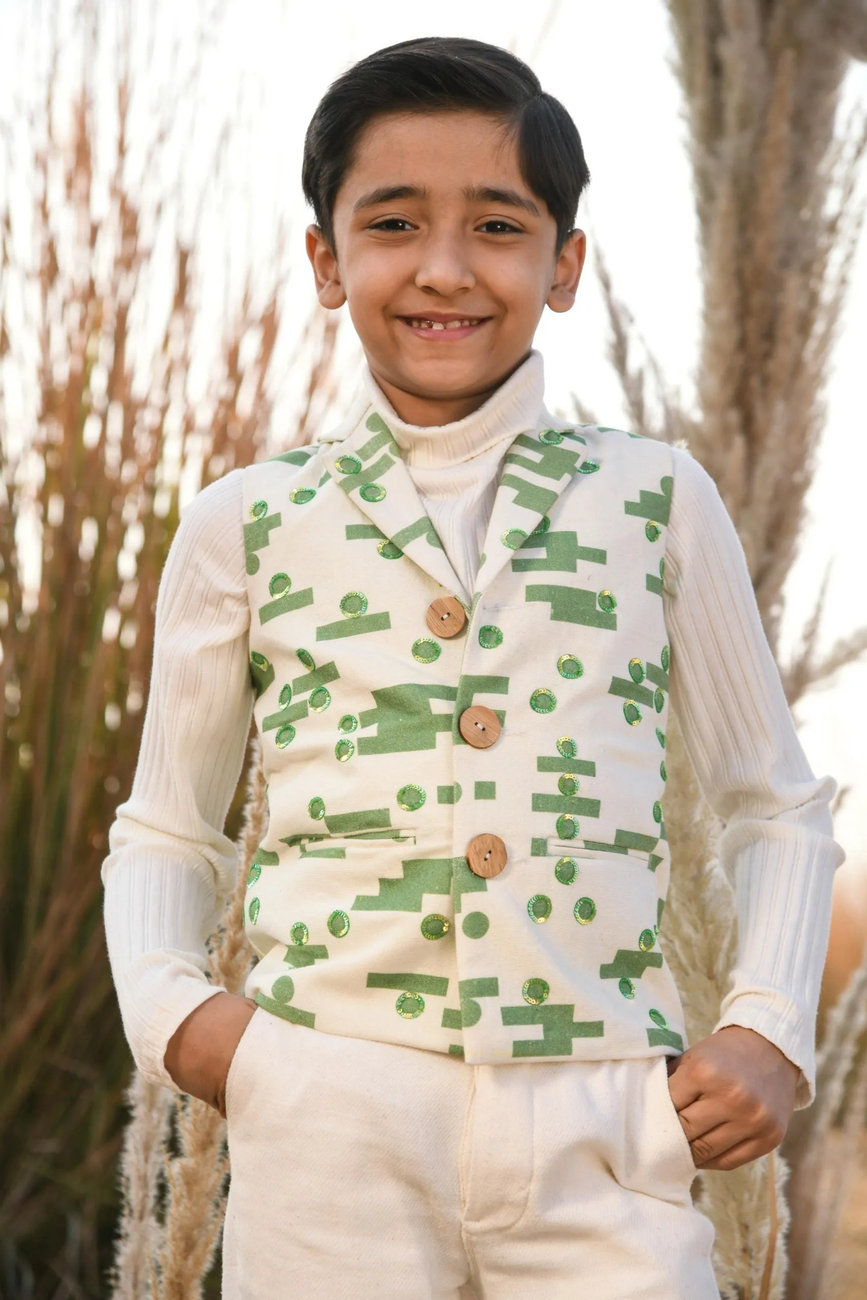 Tetrimino- Tetris Sleeveless Organic Cotton Jacket For Boys