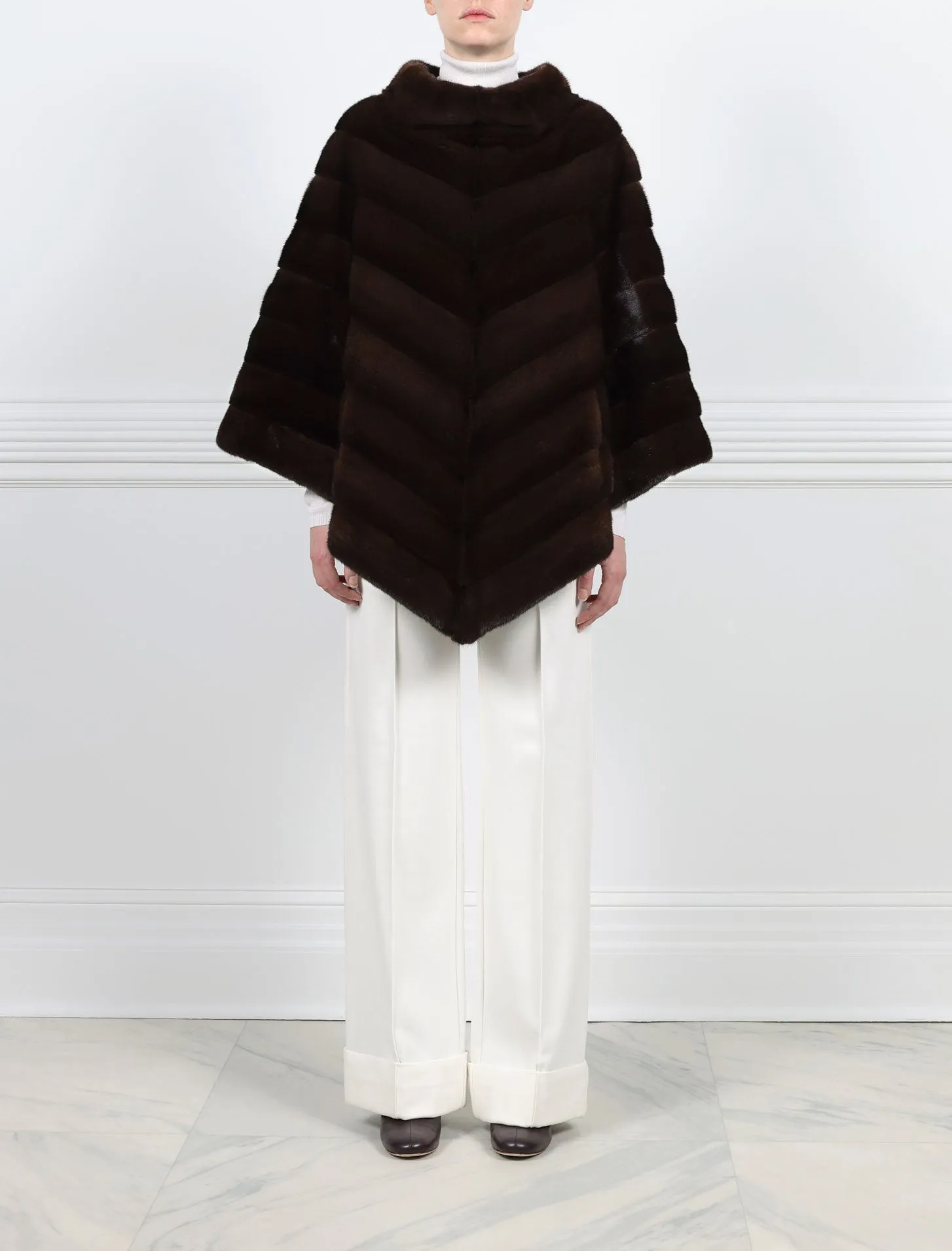 The Elodie Diagonal Mink Fur Poncho