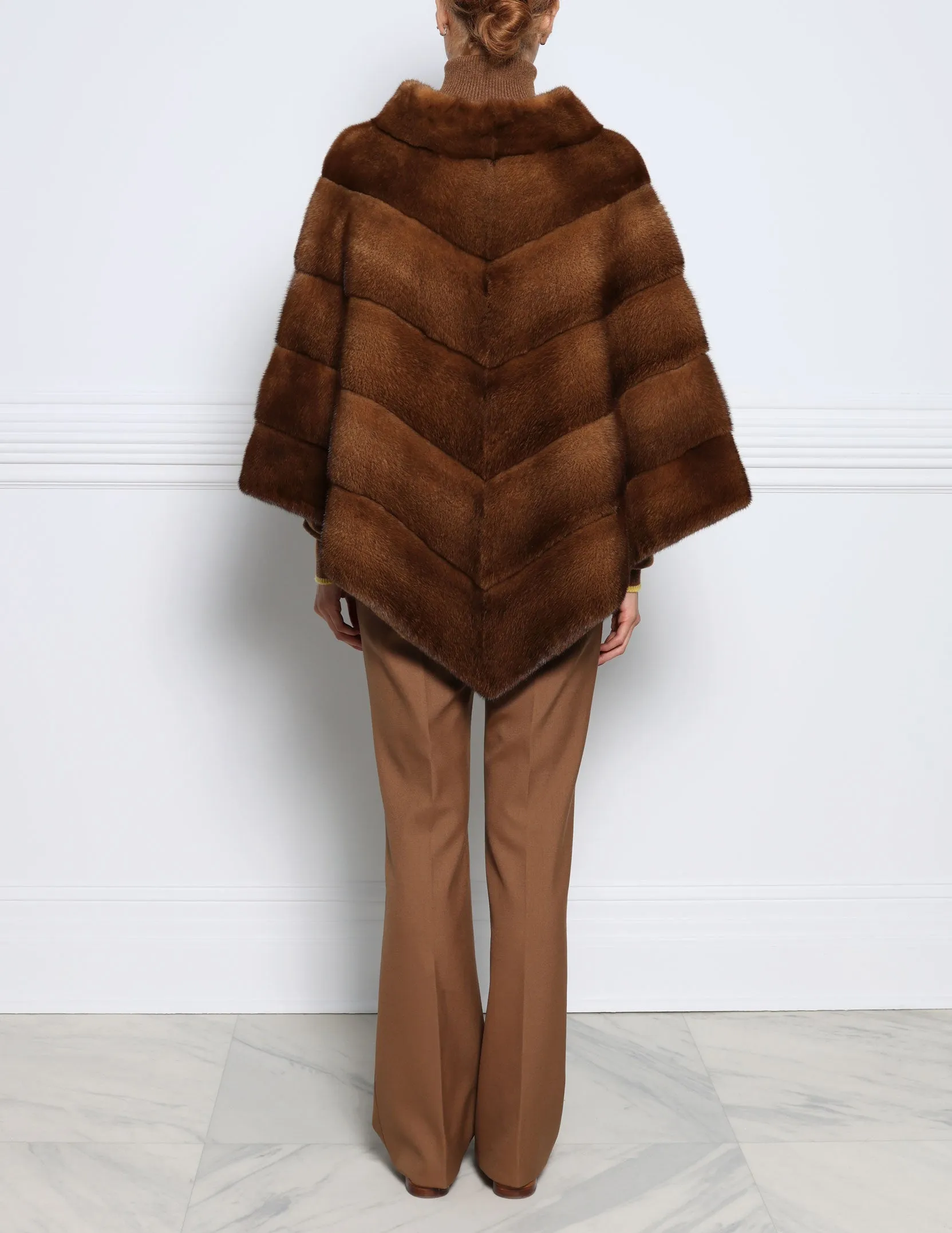 The Elodie Diagonal Mink Fur Poncho