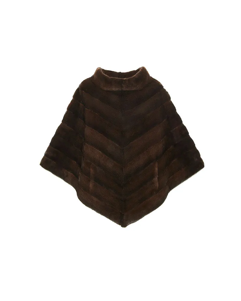 The Elodie Diagonal Mink Fur Poncho