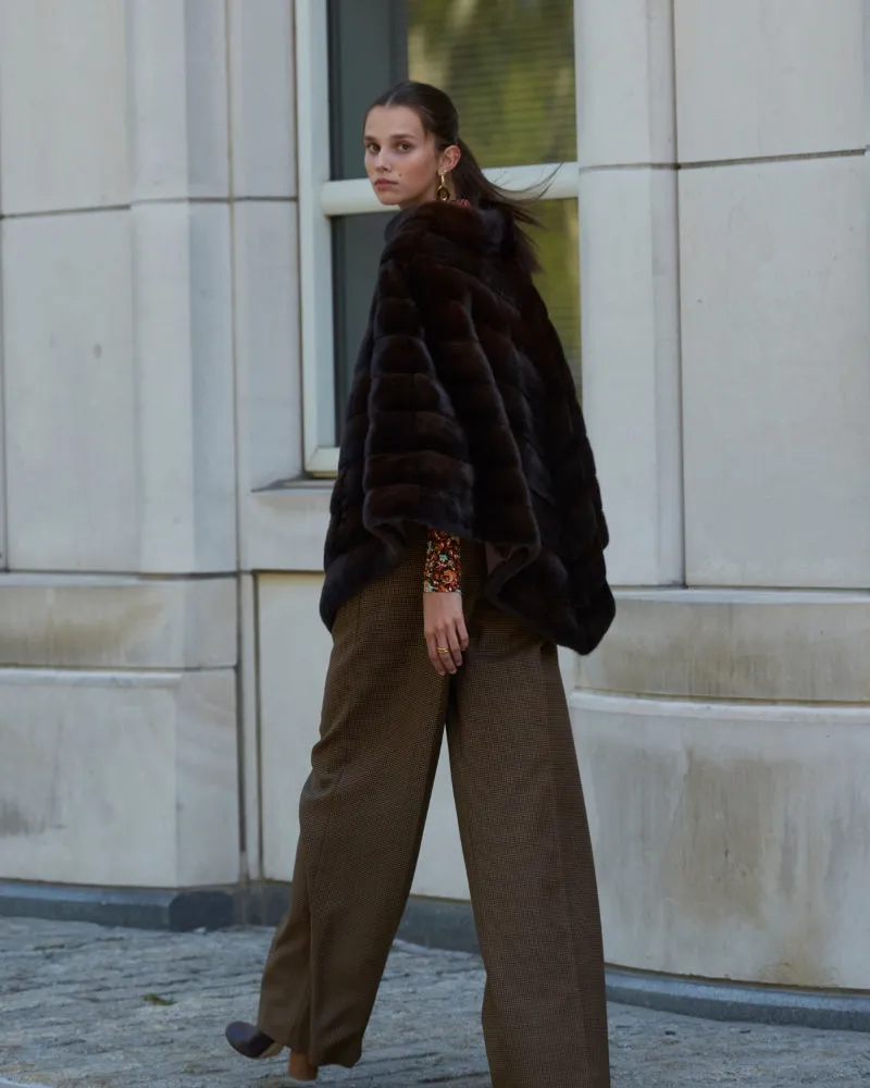 The Elodie Diagonal Mink Fur Poncho