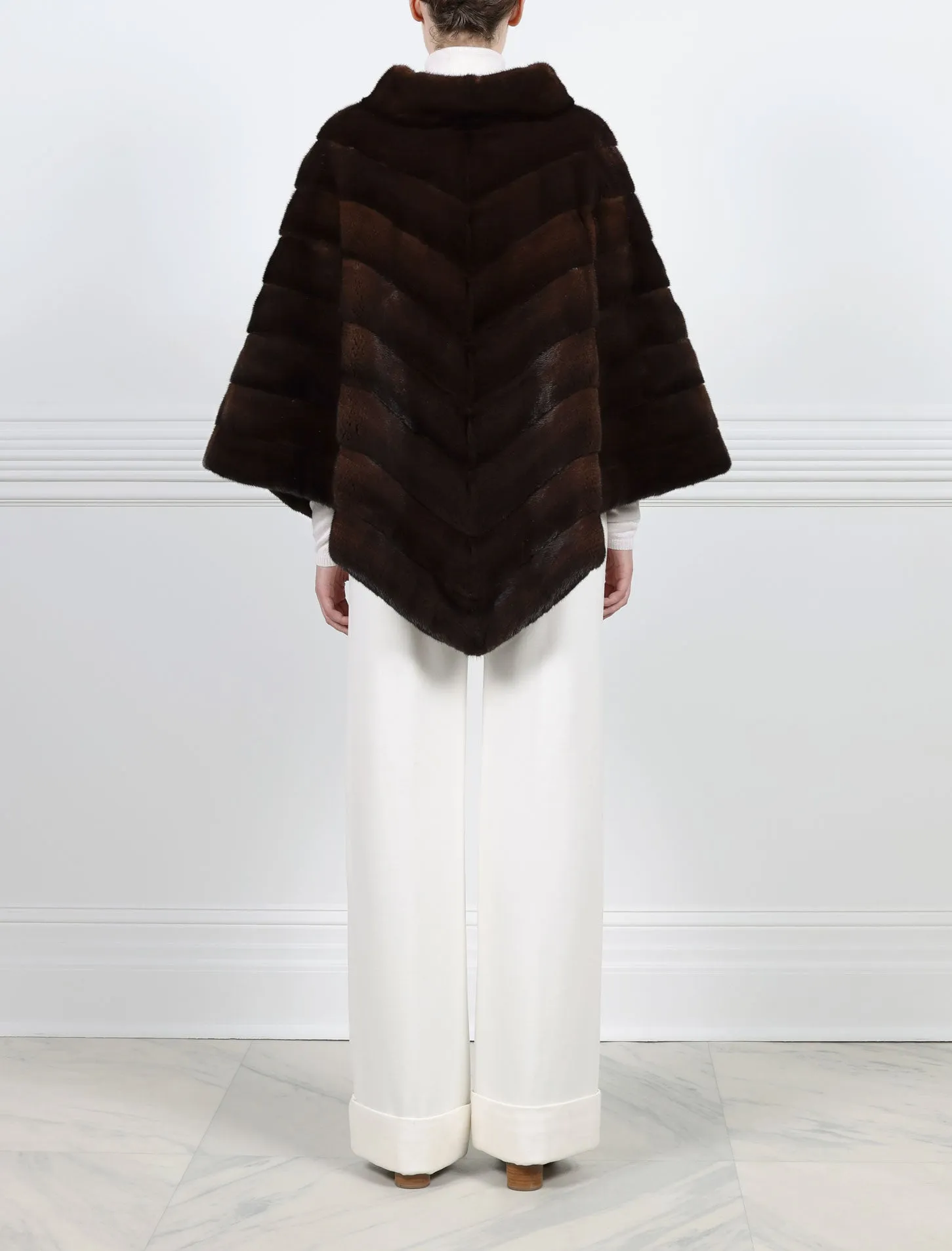 The Elodie Diagonal Mink Fur Poncho