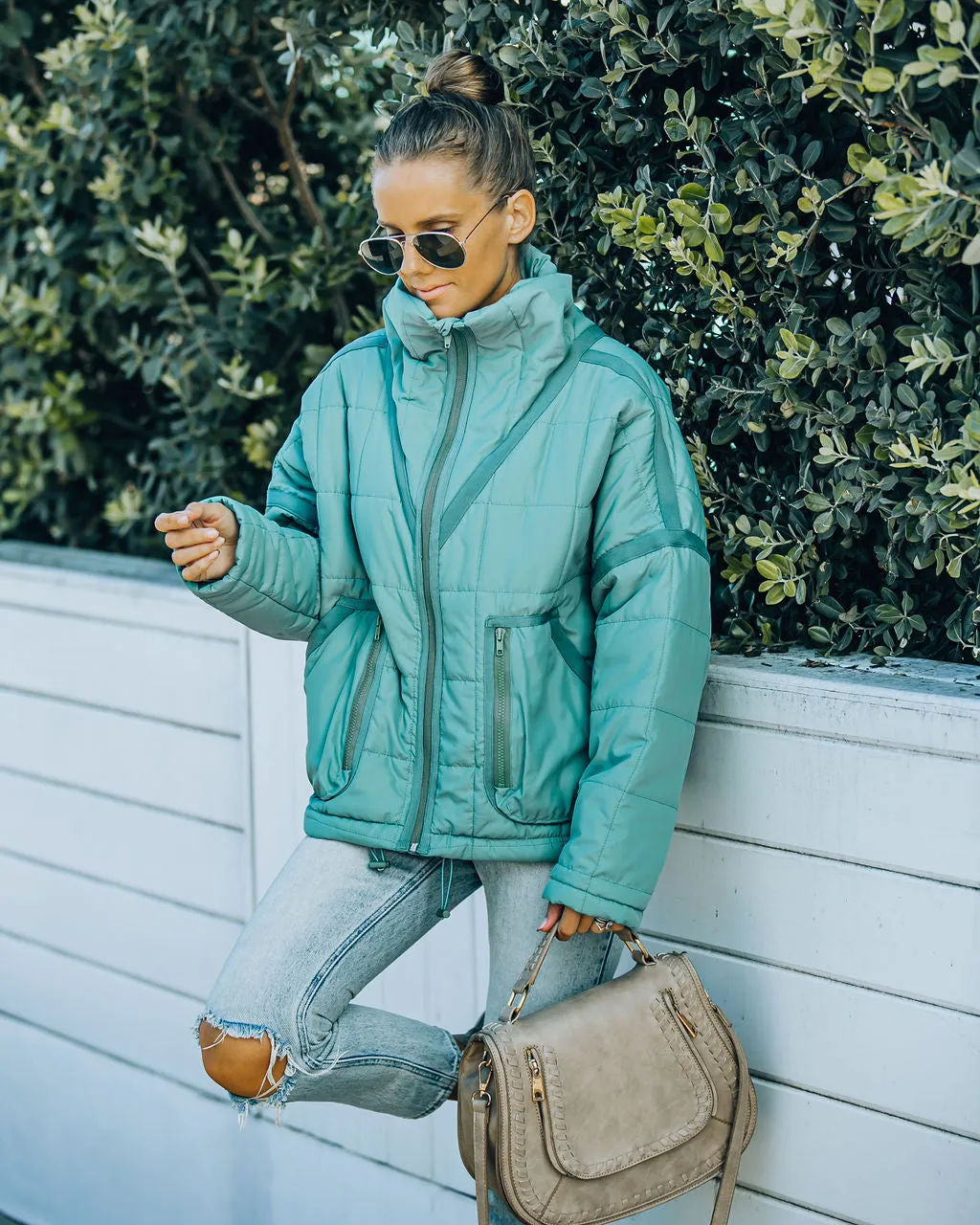 Toleet-Winter and Autumn Outfits Christmas/Thanksgiving_Cassian Quilted Puffer Jacket - Seafoam with Pockets