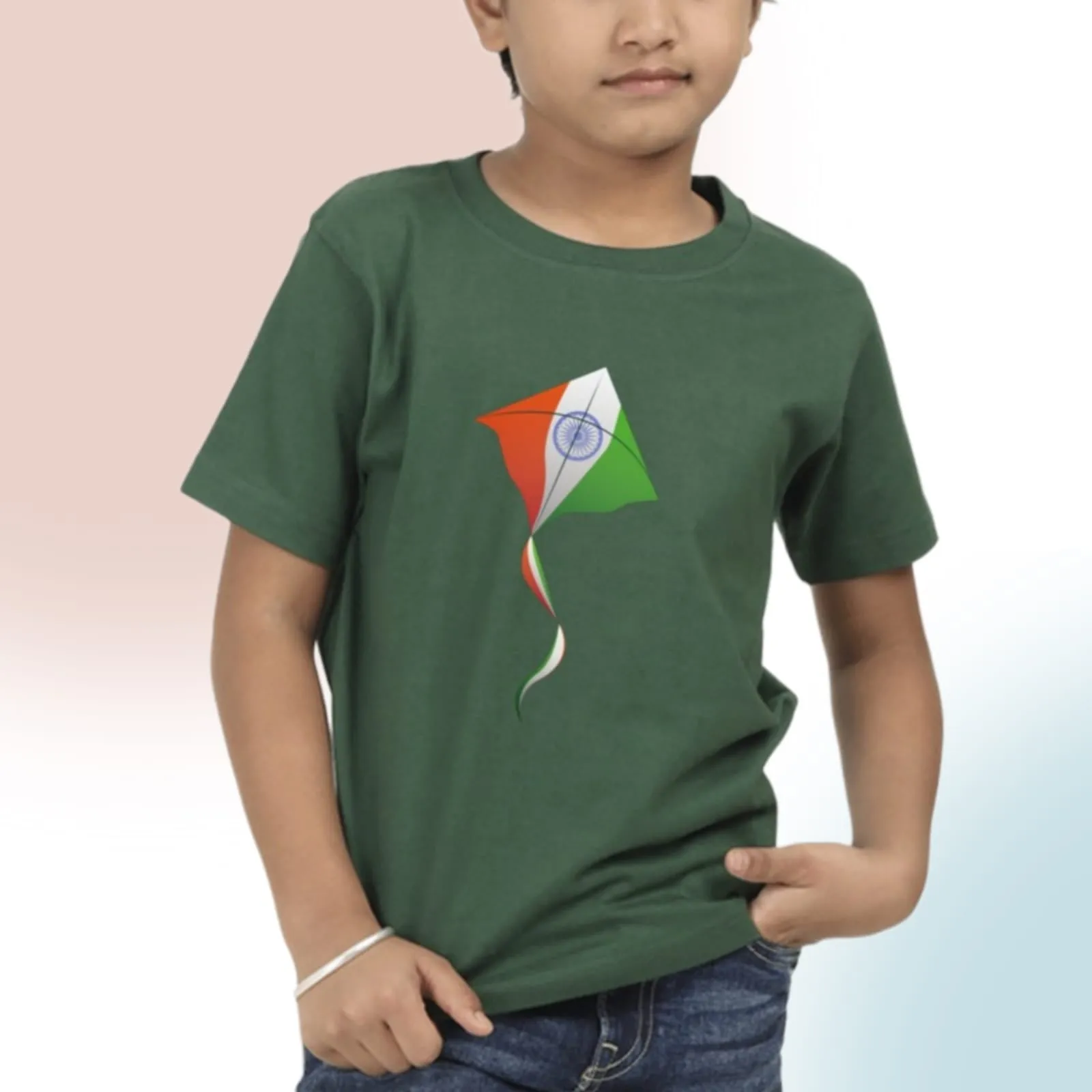 Tricolor India Motif T Shirt for Boys D43