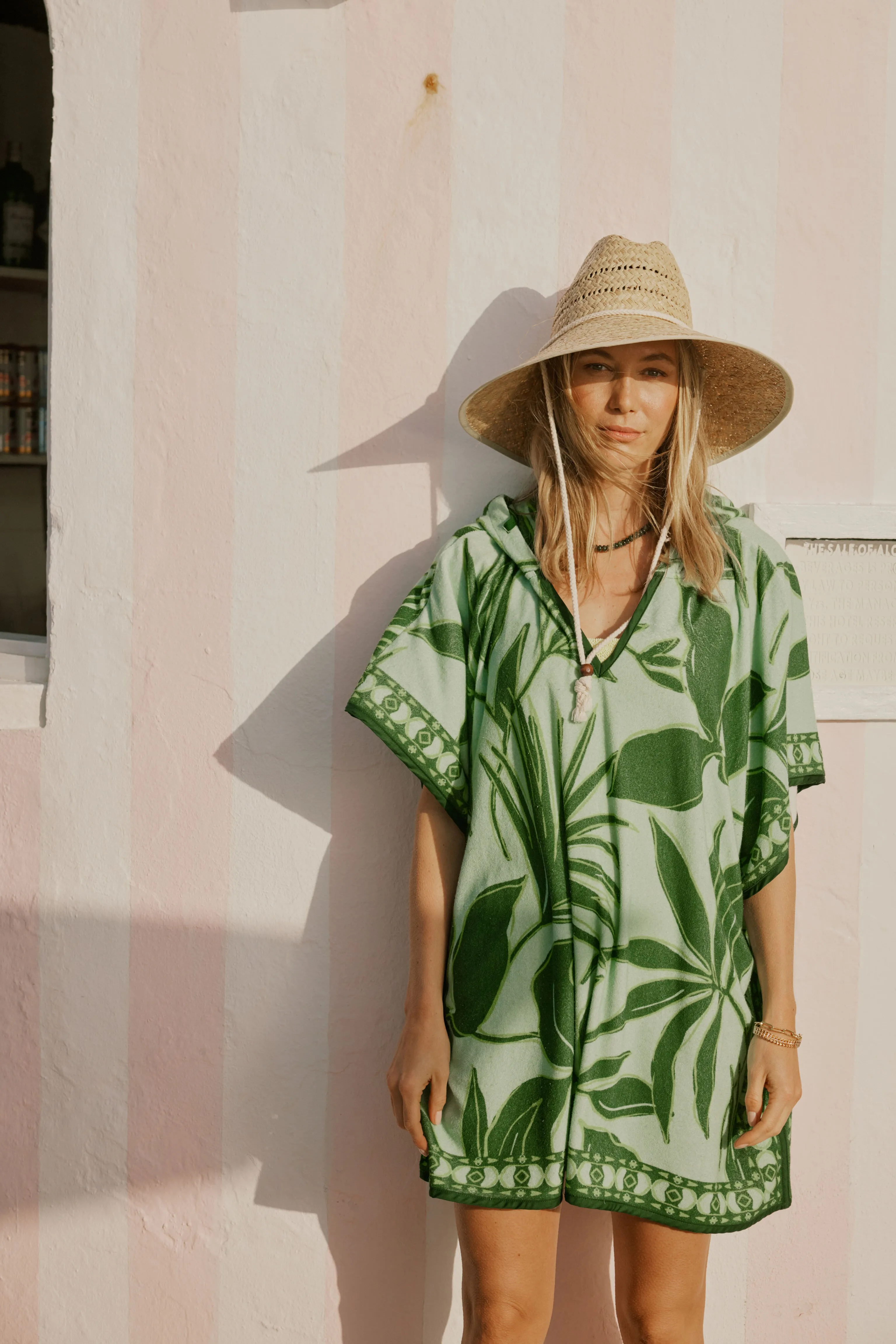 Tropical Palm Terrycloth Coverup