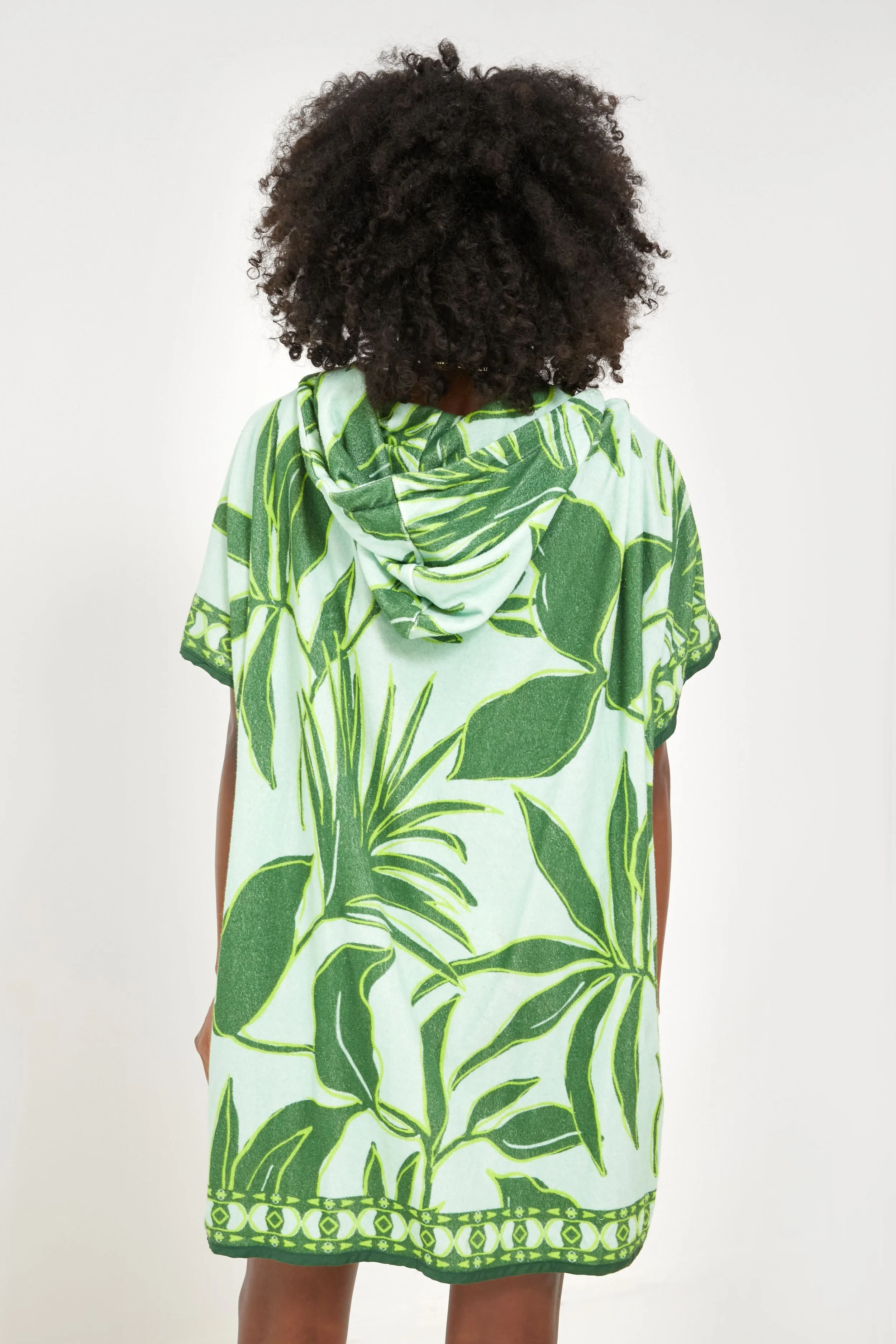 Tropical Palm Terrycloth Coverup