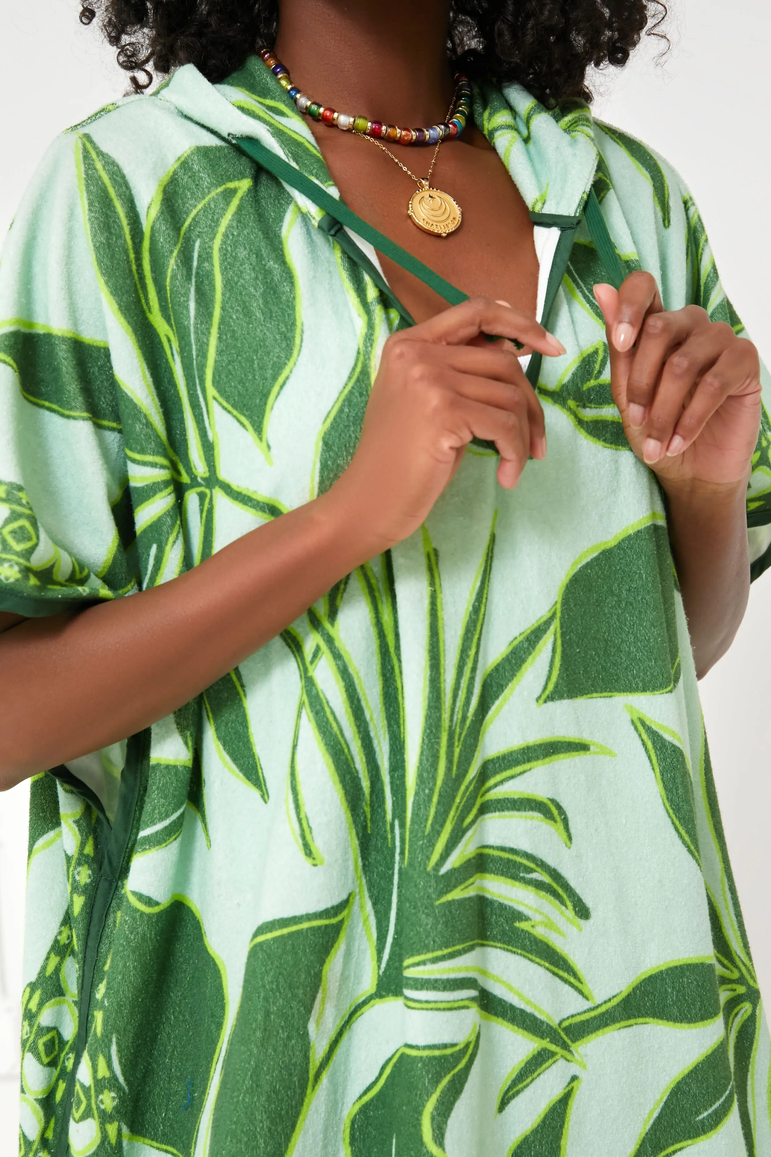 Tropical Palm Terrycloth Coverup