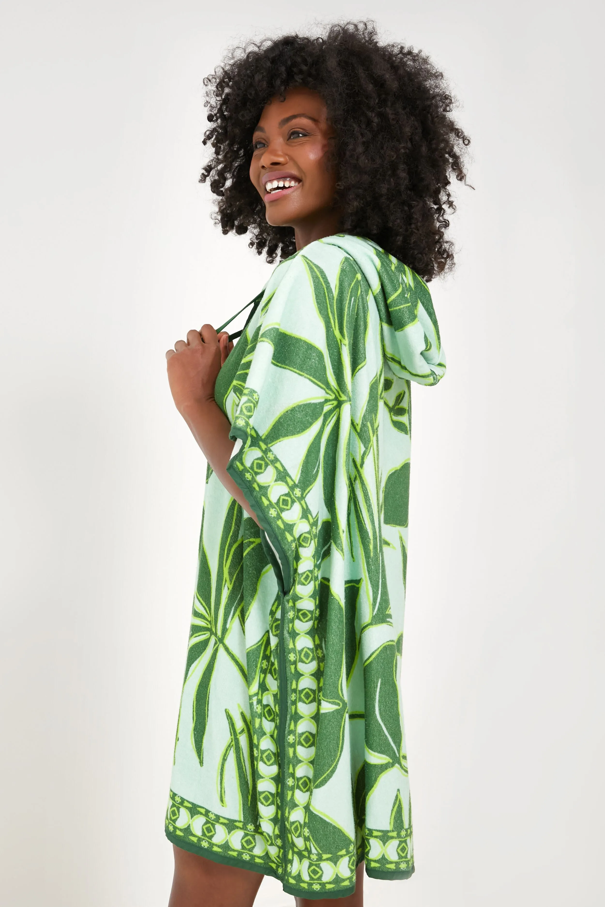 Tropical Palm Terrycloth Coverup