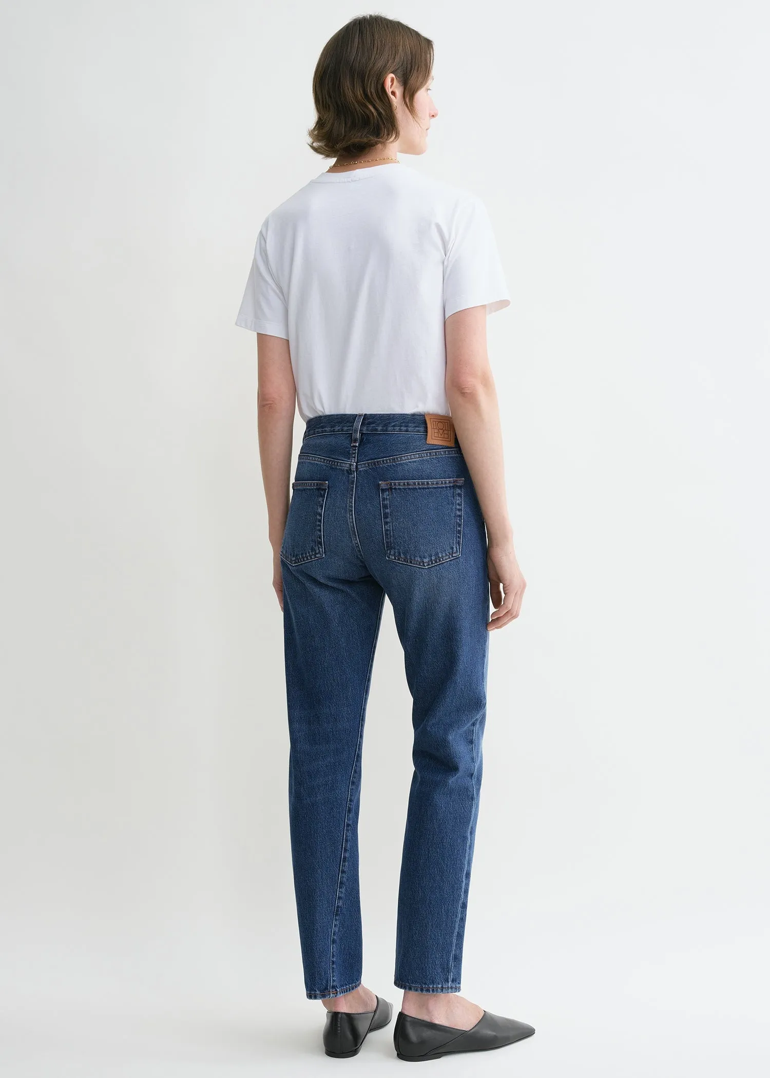 Twisted seam denim washed blue