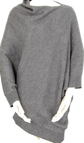 UNITED ARROWS JAPAN.  green label relaxing Grey Acrylic Wool Asymmetry Shiny Knit Sweater Mini Dress/Tunic